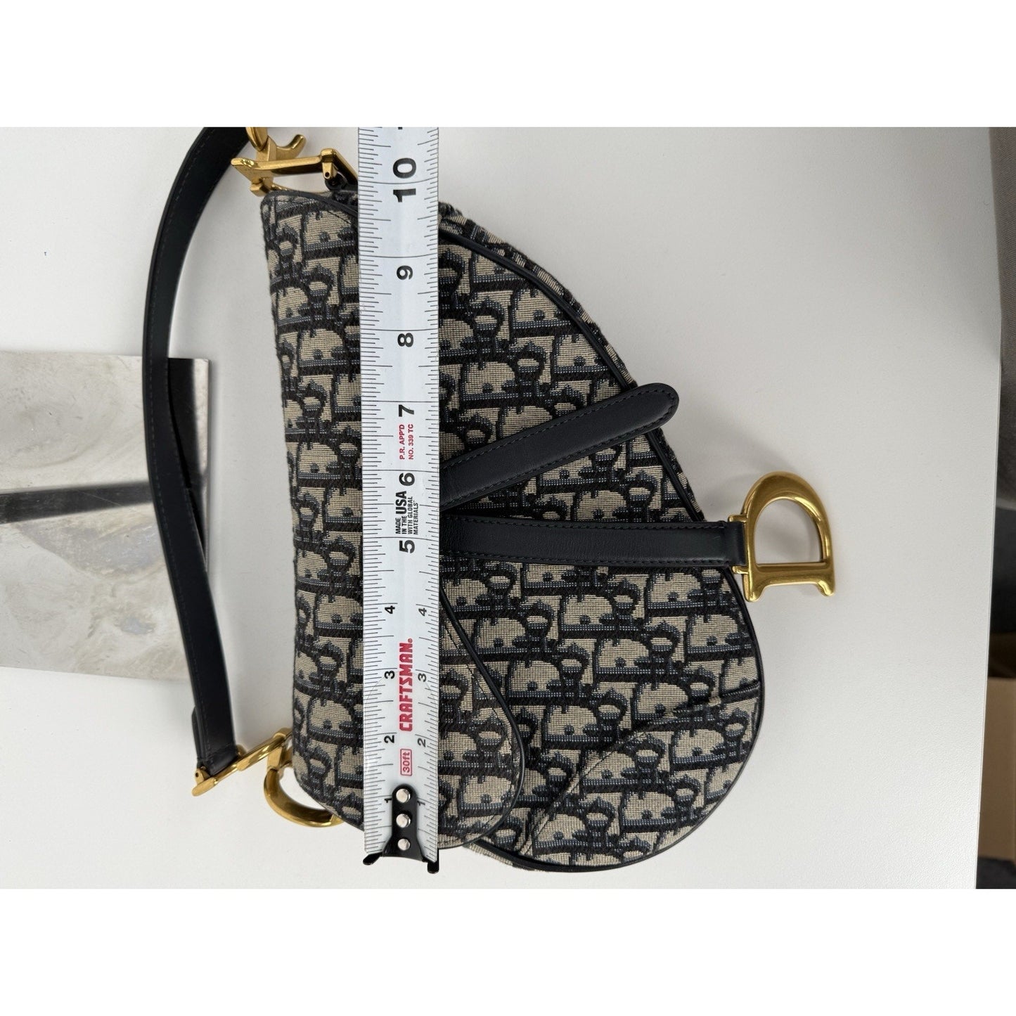 Christian Dior Oblique Jacquard Blue Canvas Saddle Women’s Shoulder Bag