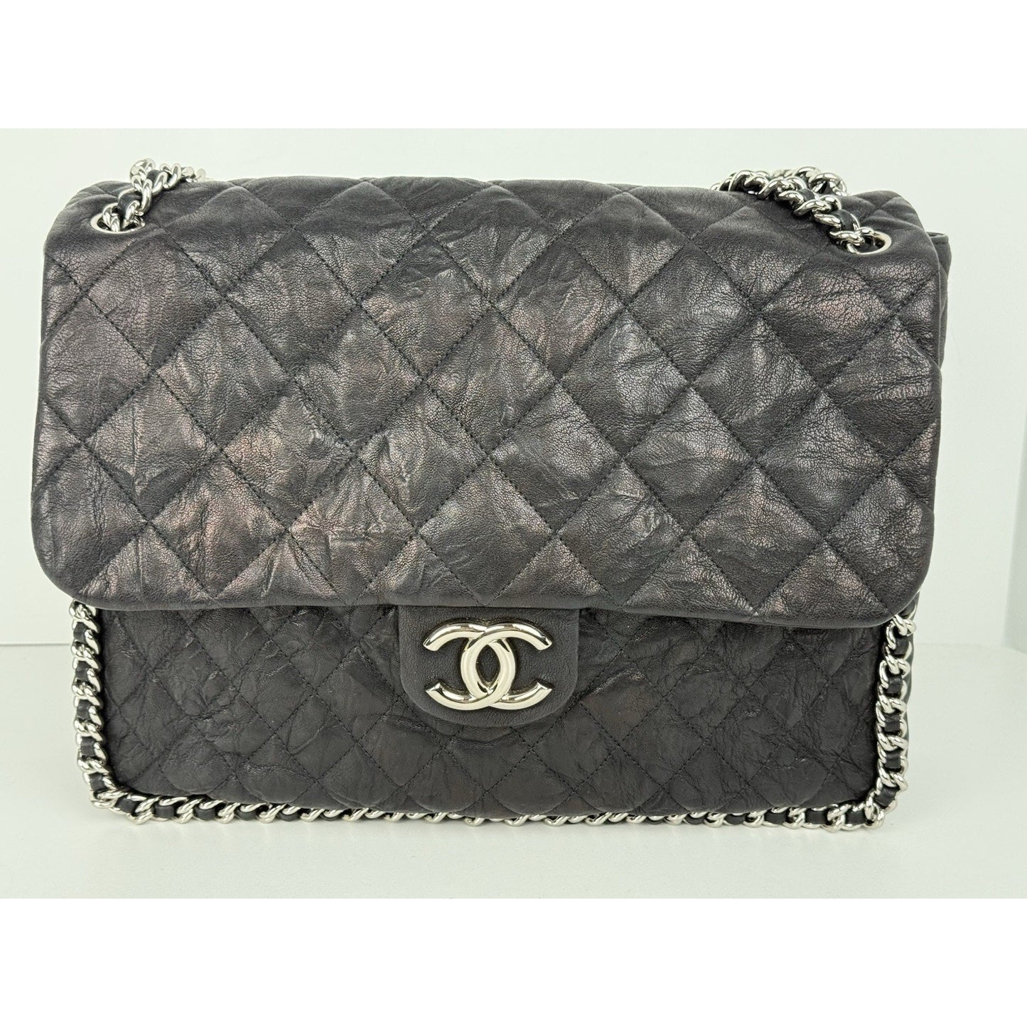 Chanel Paris-Dallas Maxi Chain Around Flap Bag Quilted Black Leather