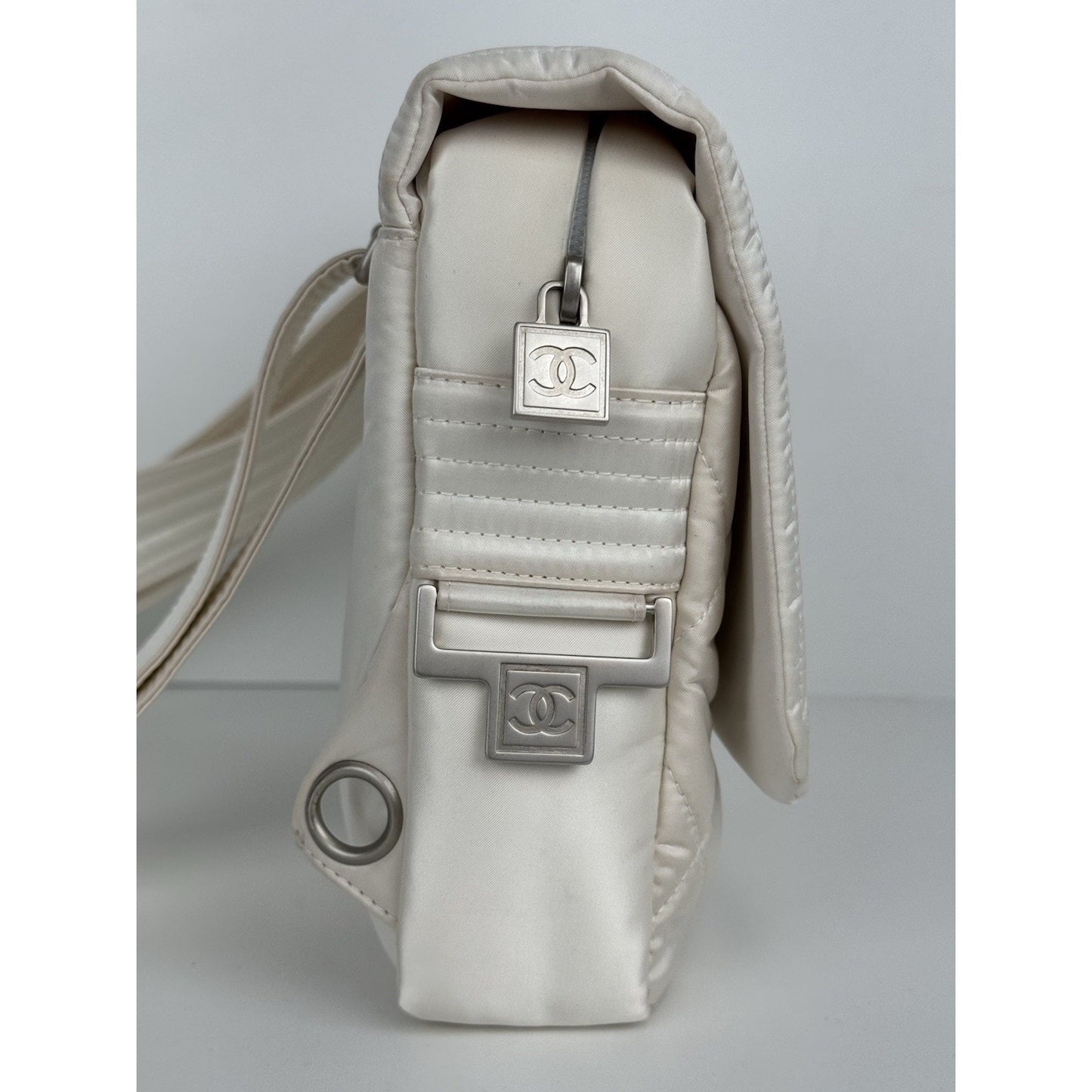 Chanel Ski Sport White Shoulder Bag with Silver Hardware B-9