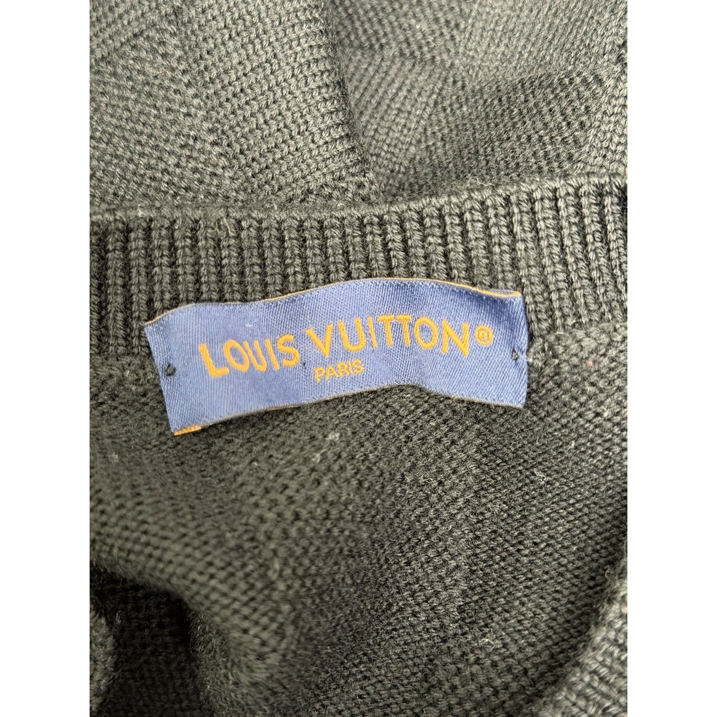 Louis Vuitton Pullover Sweater in Black Embellished Wool Damier