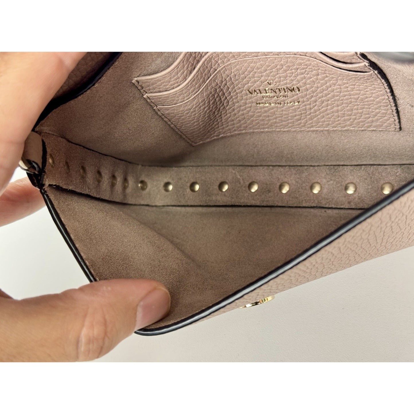 Valentino Rockstud Top Handle Mini Bag in Pastel Pink Grained Leather B-1