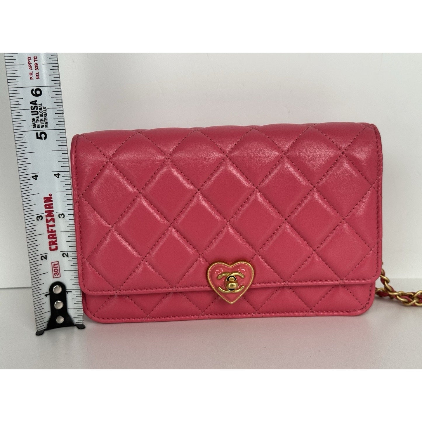 Chanel Heart Wallet on Chain Pink Leather with Gold Hardware C-6