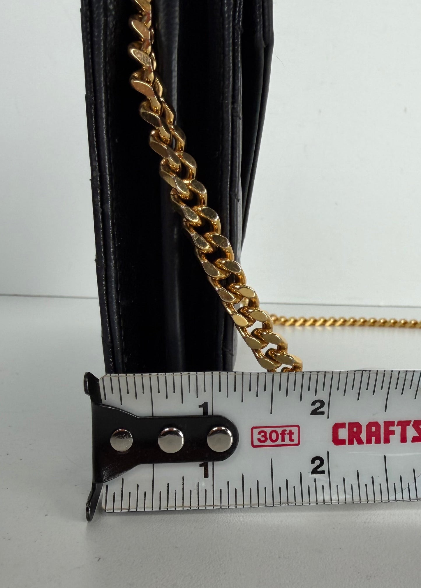 Saint Laurent Cassandre Wallet on Chain Bag in Black Grain De Poudre Leather YS-03