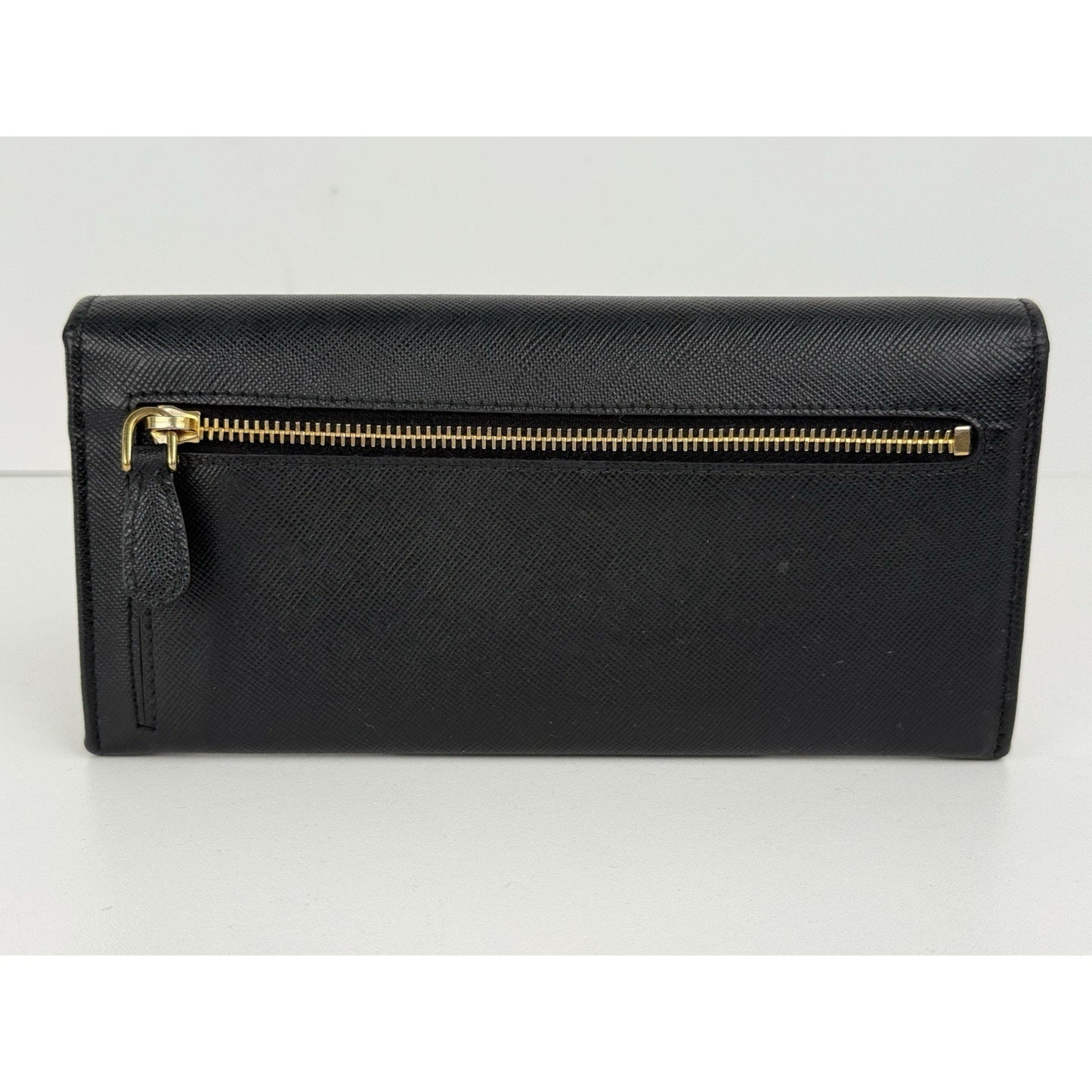 PRADA Black Leather Long Wallet