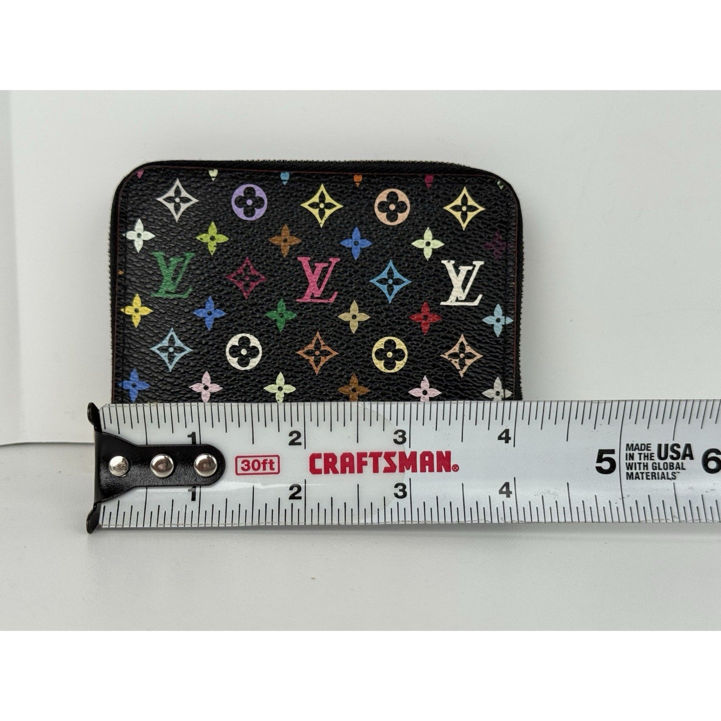 Louis Vuitton Multicolor Zippy Coin Purse Wallet Black with Gold Hardware
