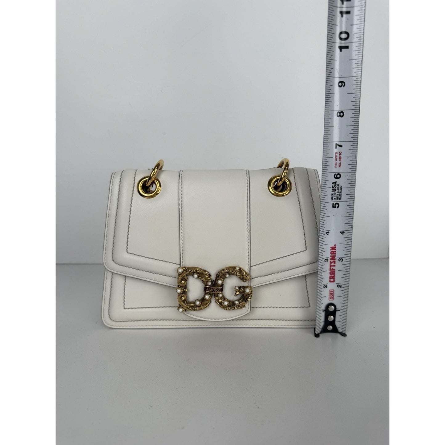 Dolce & Gabbana DG Amore Shoulder Bag Small in White Smooth Calfskin S07
