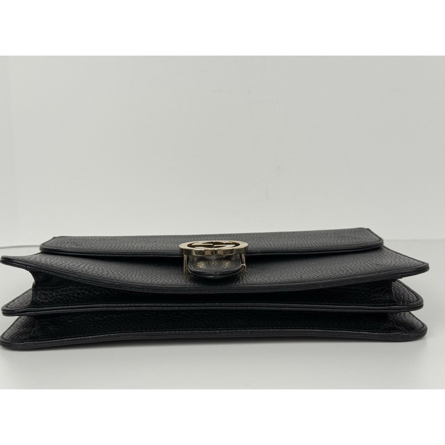GUCCI Interlocking G Shoulder Bag Black Calfskin