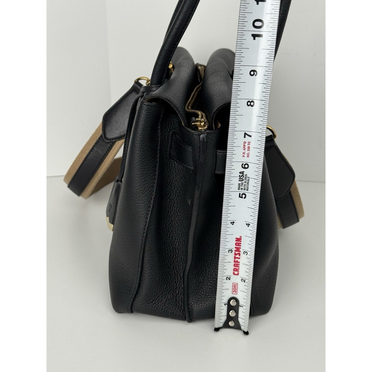 MCM Metallic Grained Black Calfskin Medium Milla Tote Spike Silver