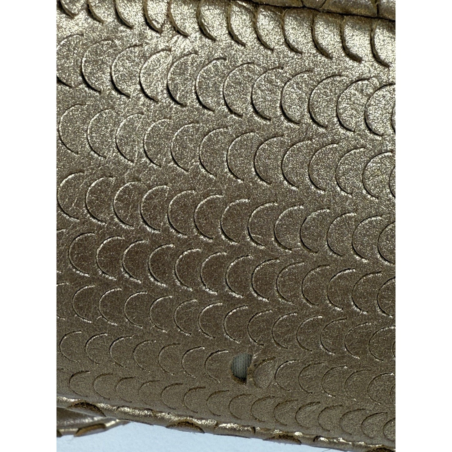 CHANEL Metallic Gold Lambskin Fish Skin Pattern Laser Cut Small Shoulder Bag