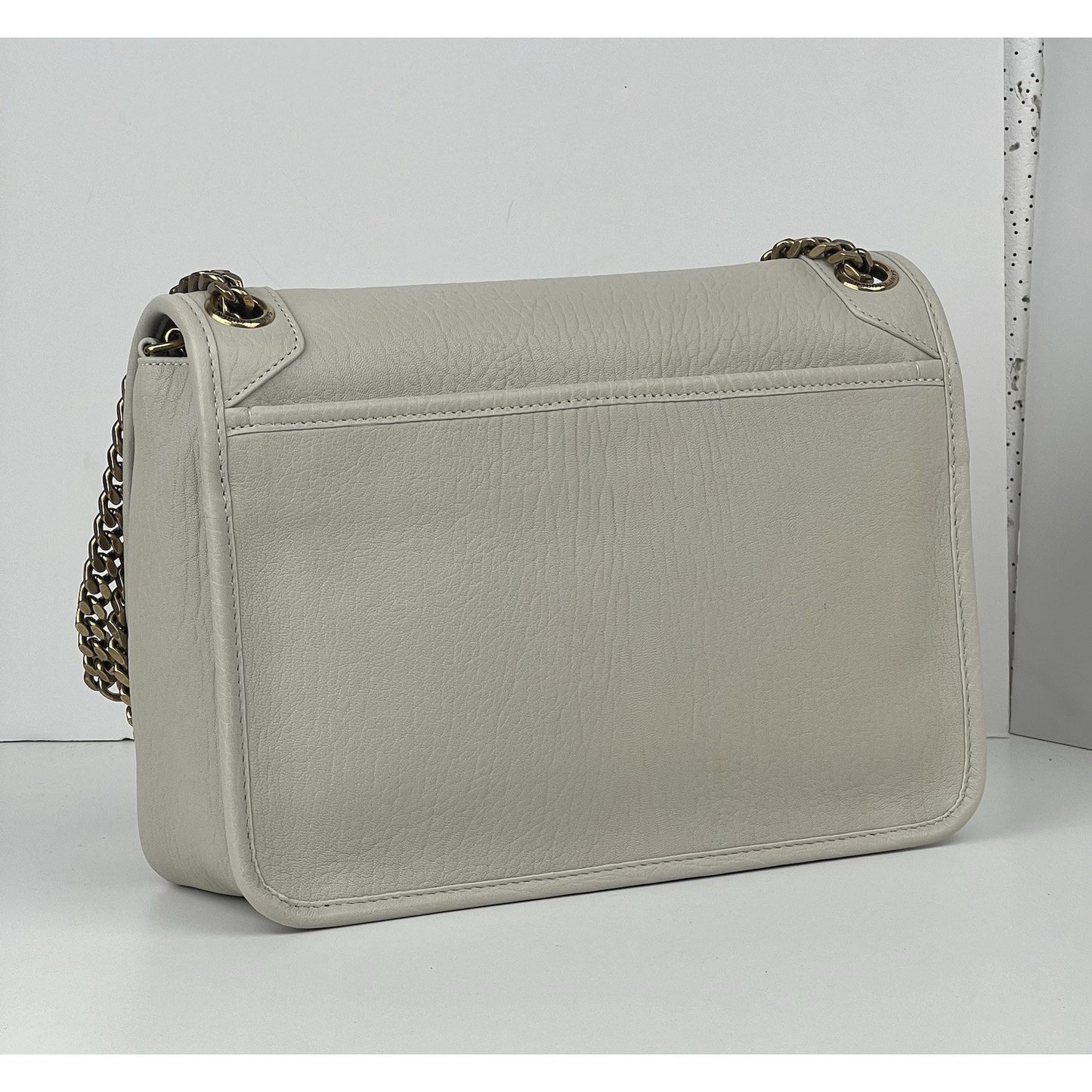 Saint Laurent Niki Medium Leather Shoulder Bag in Crema Soft R1