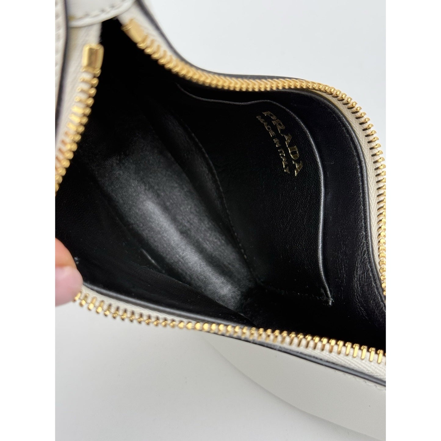 Prada Arque White Leather Shoulder Bag With Strap