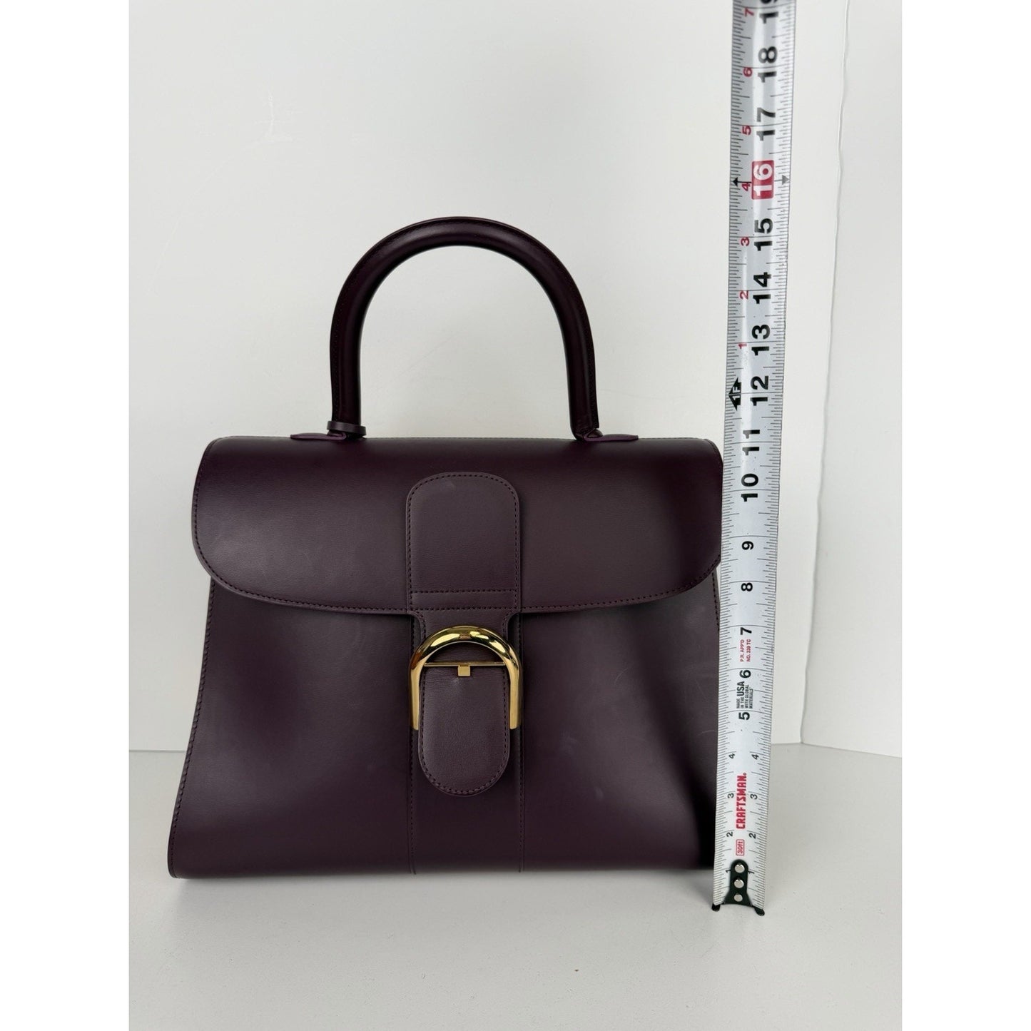Delvaux Brillant Top Handle Bag GM in Deep Purple & Gold Leather B-6