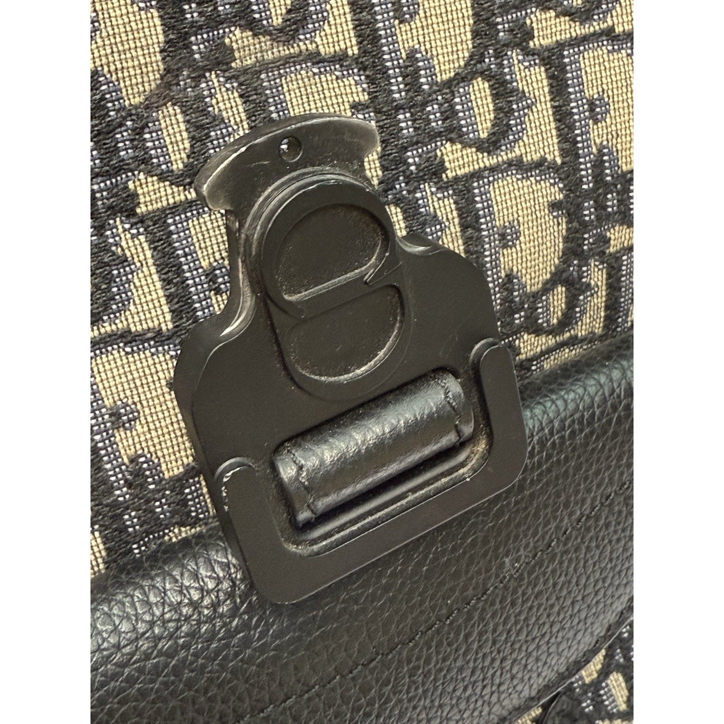 CHRISTIAN DIOR Oblique Jacquard Mini Saddle Backpack in Navy Blue
