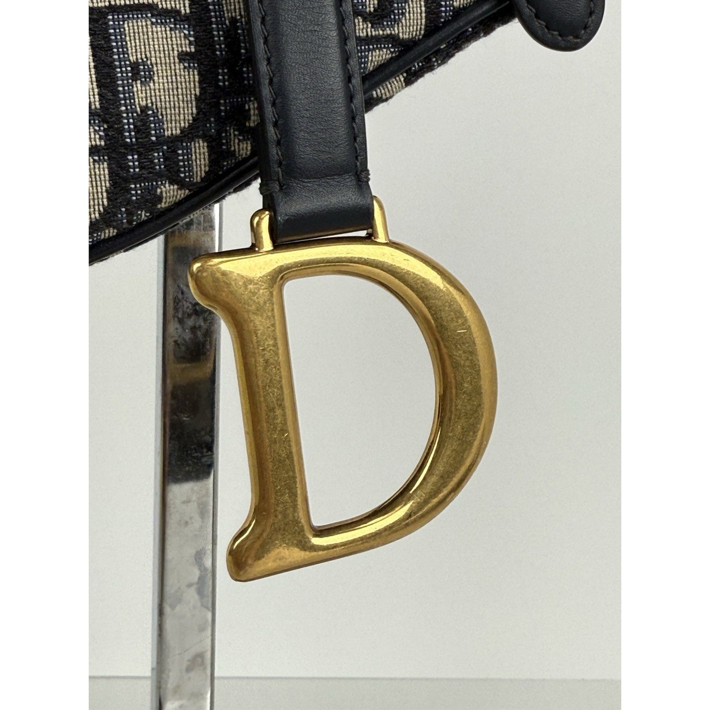 Christian Dior Oblique Jacquard Blue Canvas Saddle Women’s Shoulder Bag