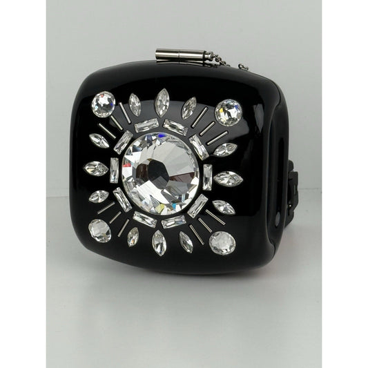 CHANEL Crystal Embellished Minaudière Black Acryllic Clutch