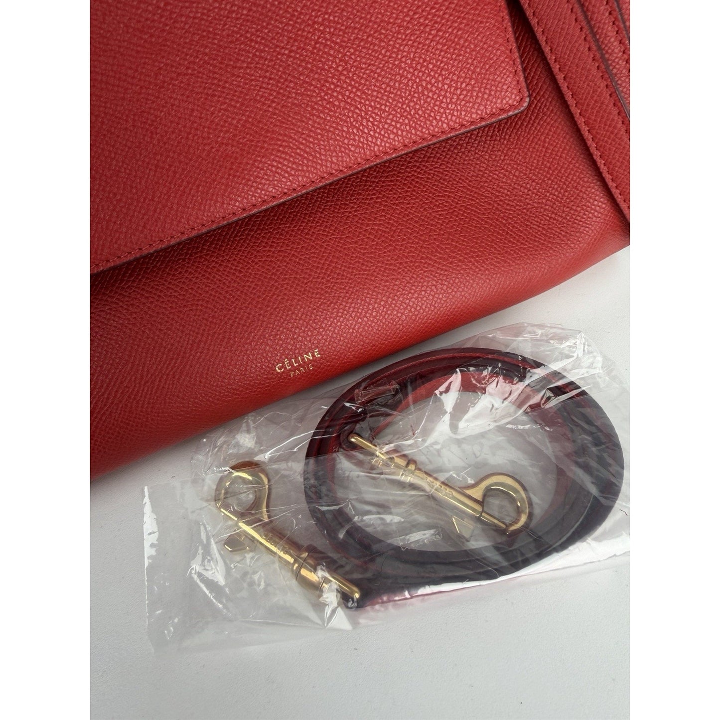 Celine by Phoebe Philo Mini Belt Bag in Red Textured Leather Knot Detail S