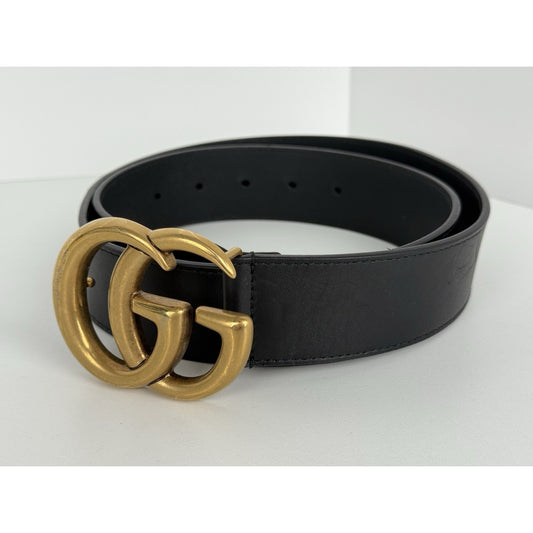 Gucci Interlocking GG Black Leather Women's Belt 85/34 400593-601254