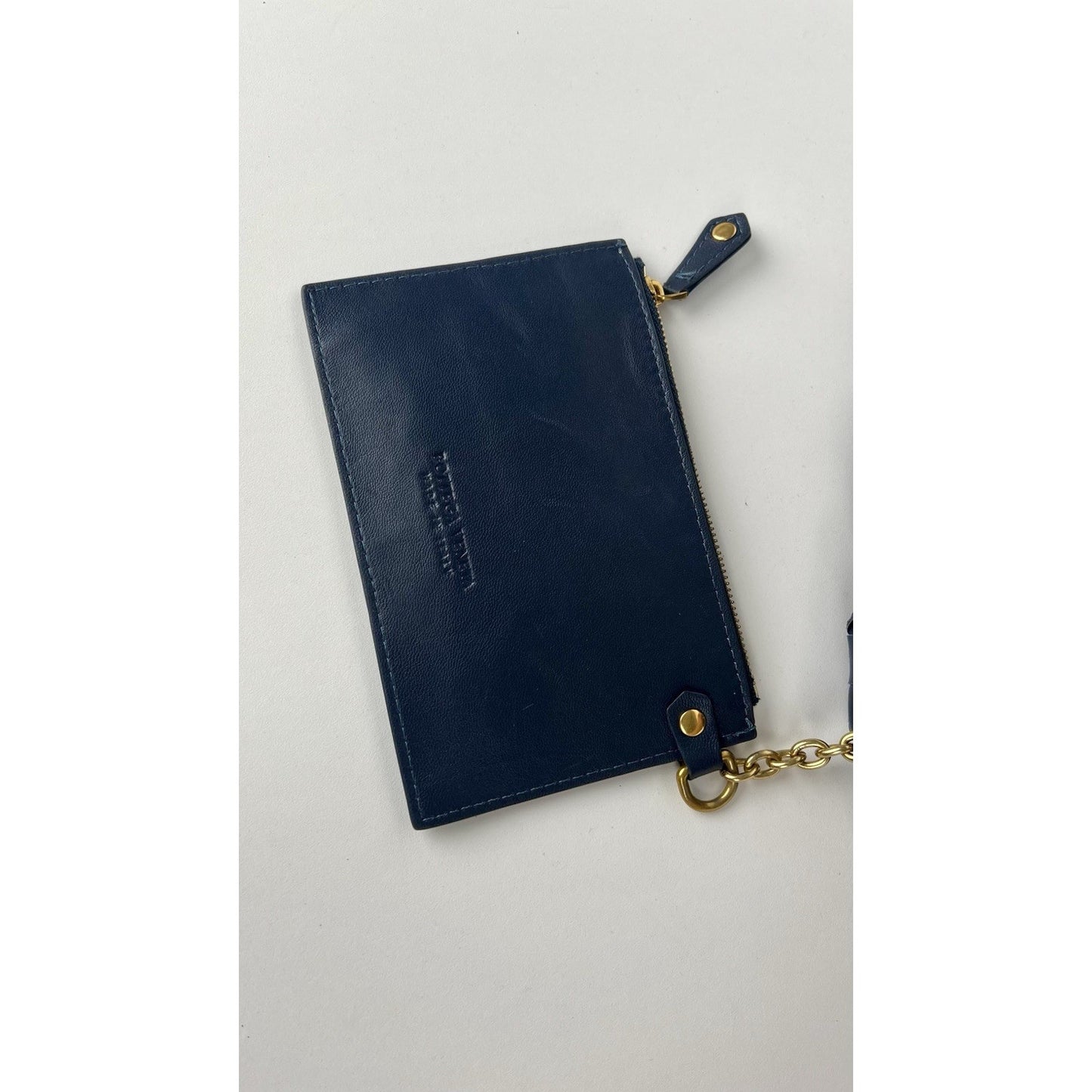 Bottega Veneta The Pouch Intrecciato Leather Blue