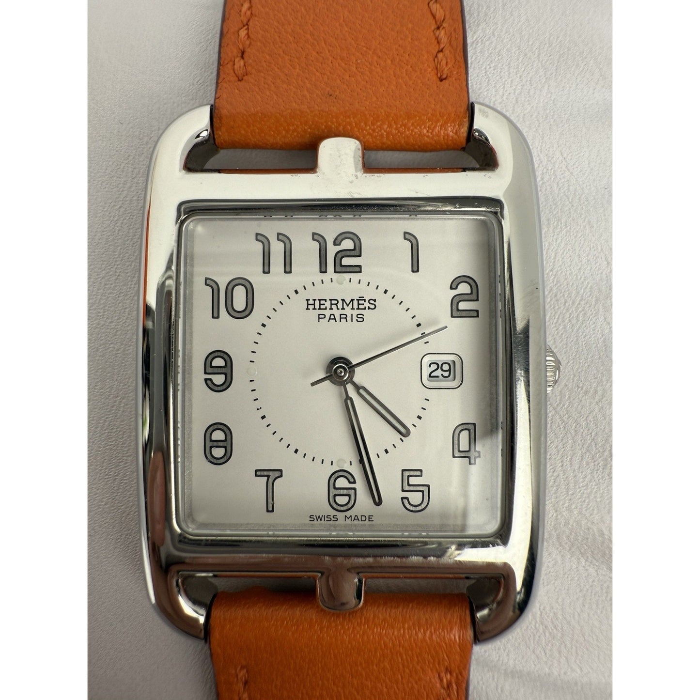 HERMES Cape Cod Orange Leather Band Watch CC2.710