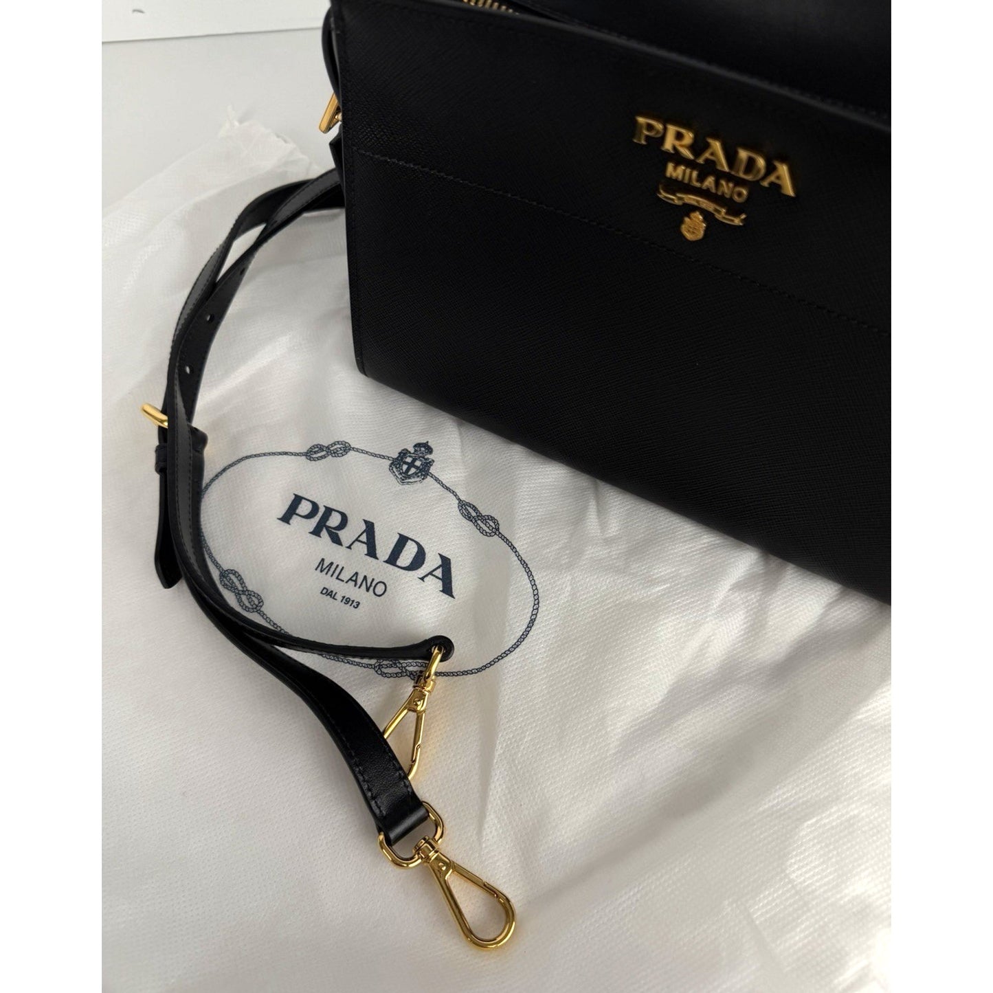 Prada Esplanade Crossbody Crossbody Bag in Black Saffiano Leather S-07