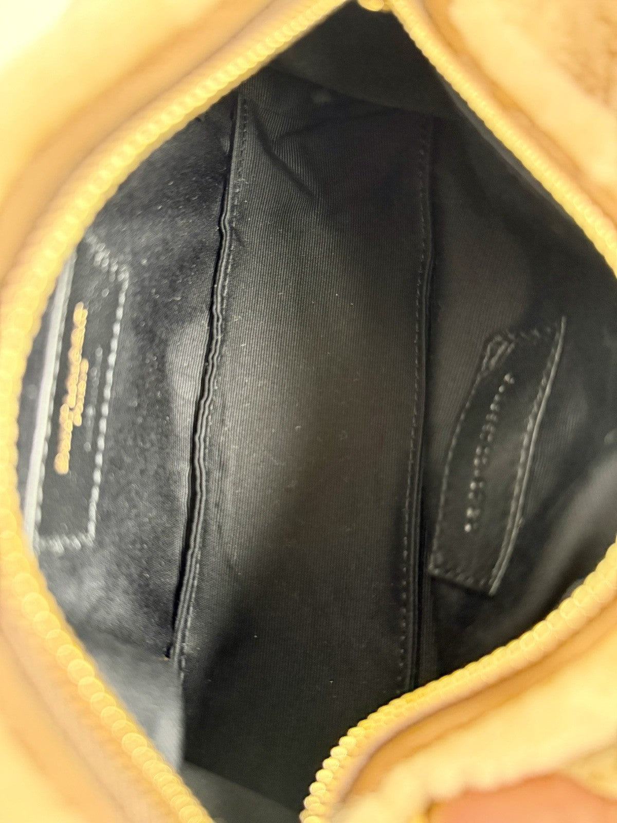 Yves Saint Laurent Small Sade Beige Quilted Genuine Shearling Tube Bag