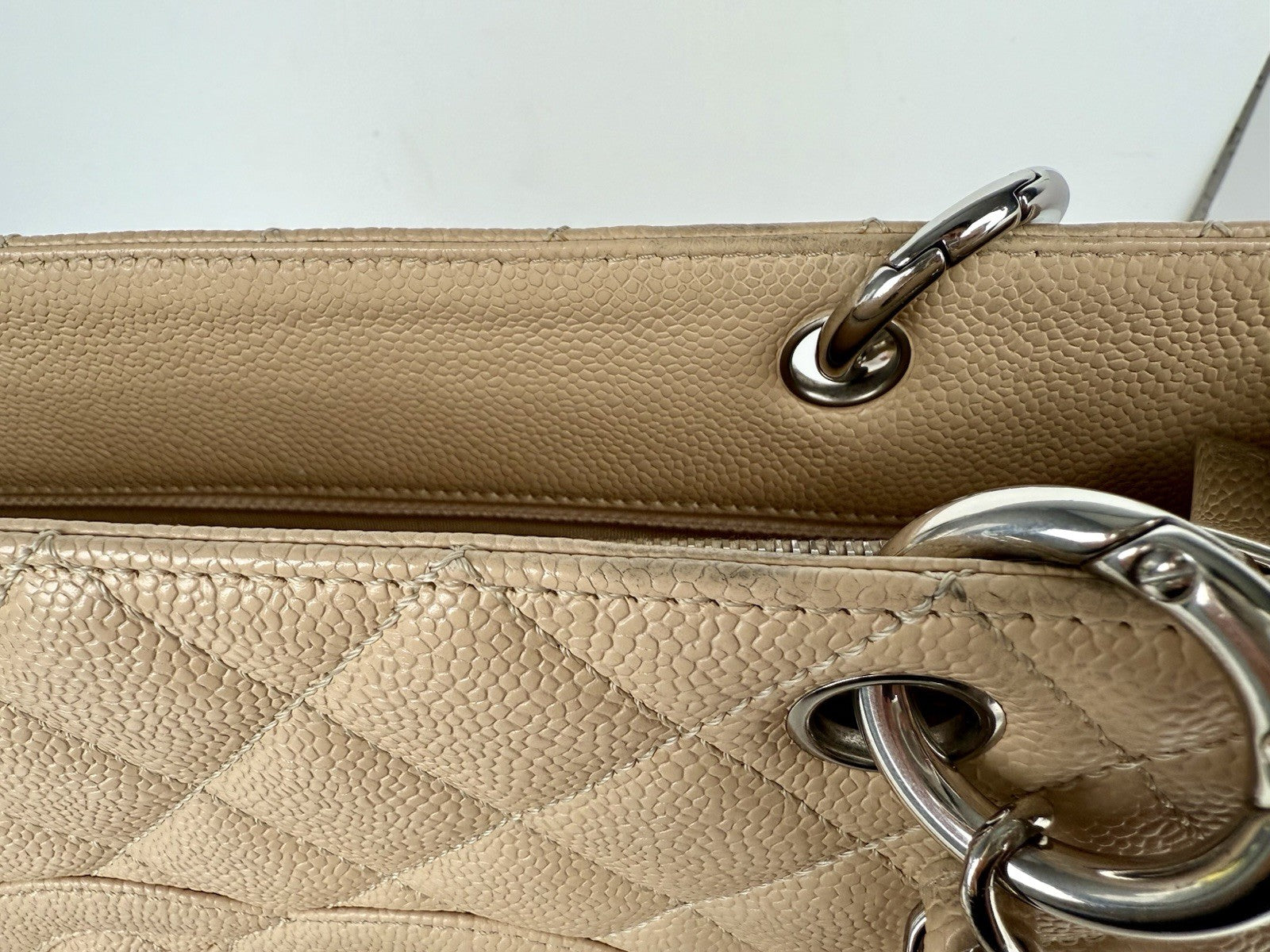 CHANEL Caviar Quilted Grand Shopping Tote Beige Bag