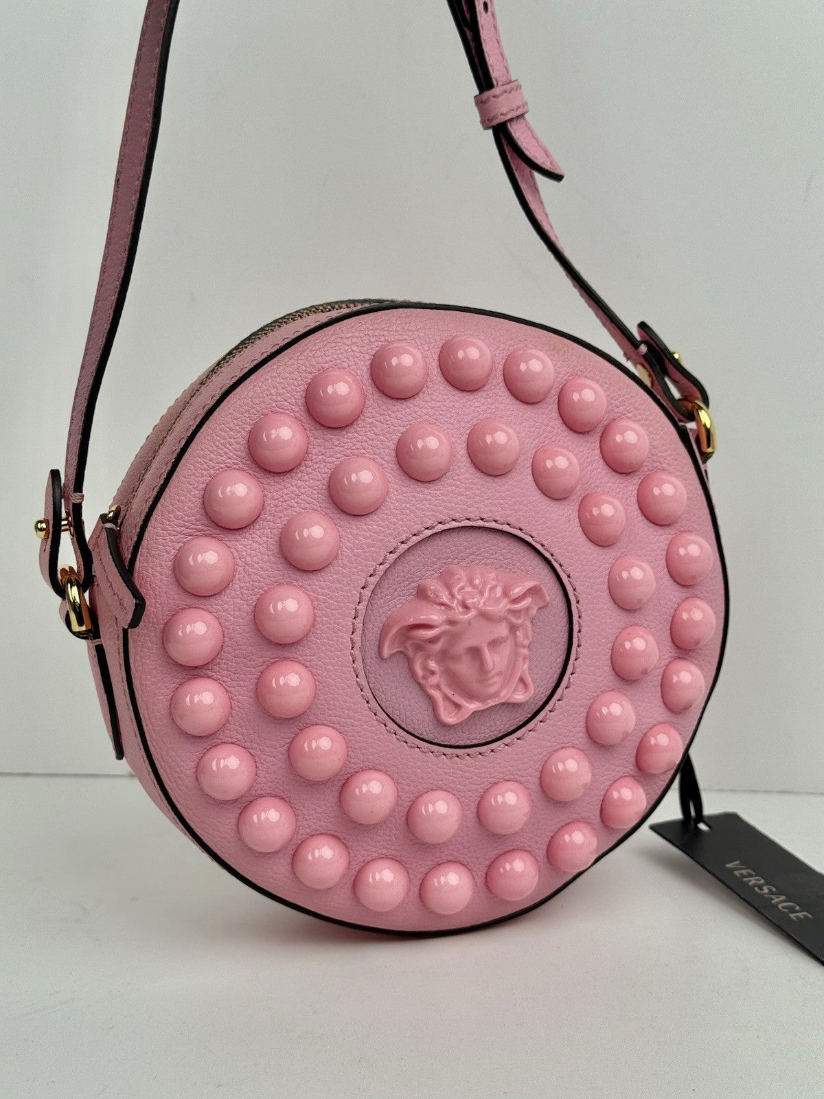 Versace Bag Versus La Medusa Studded Round Camera Bag
