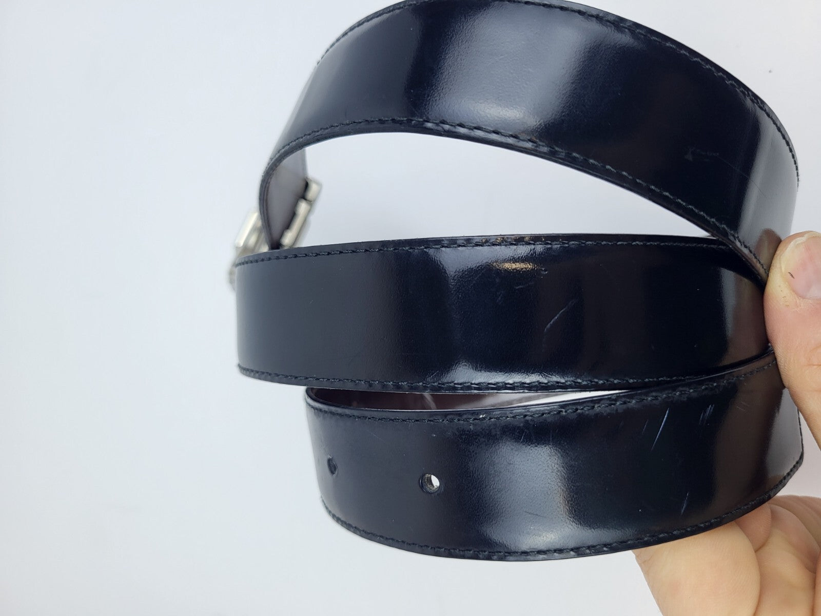 Salvatore Ferragamo Belt Black Leather 38in Length