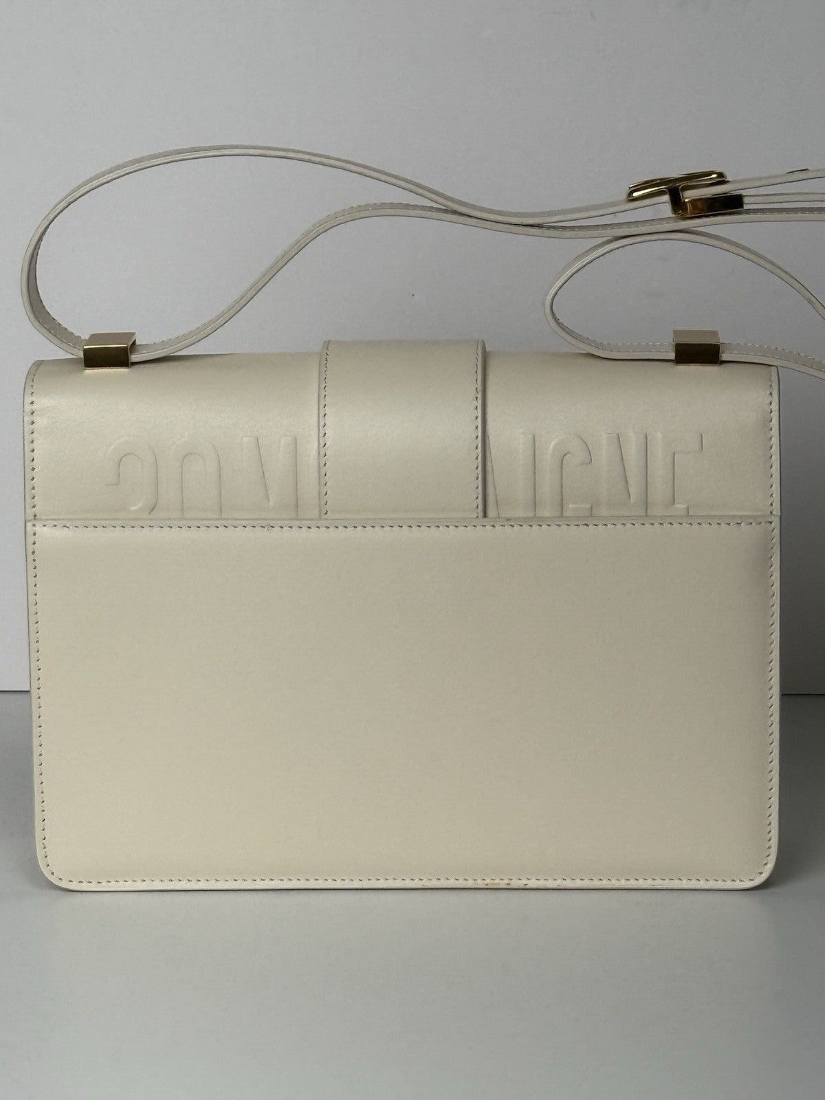 Dior White Leather 30 Montaigne Shoulder Bag