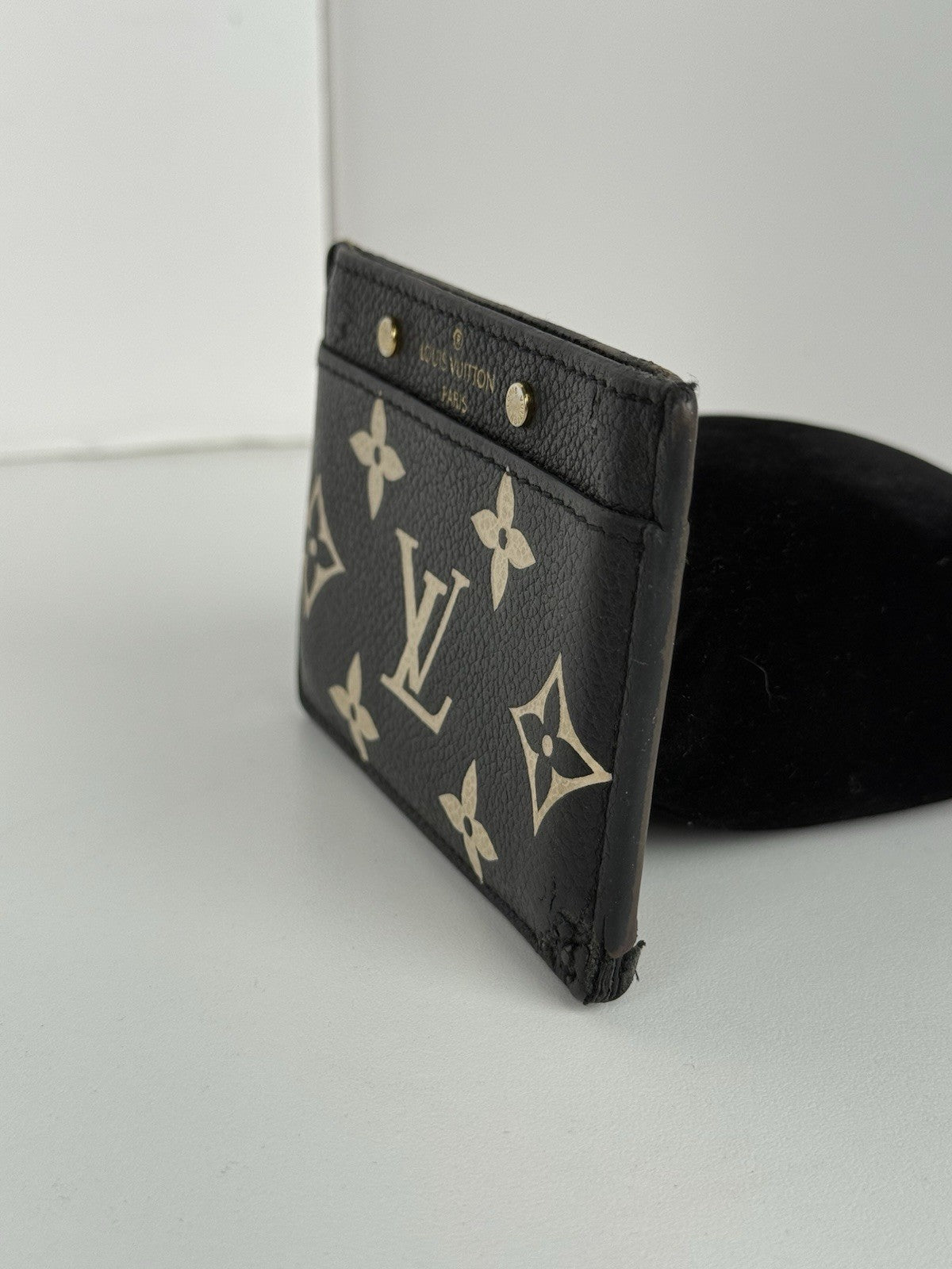 LOUIS VUITTON Porte Carte Saample Bicolor Monogram Empret Leather Card Case