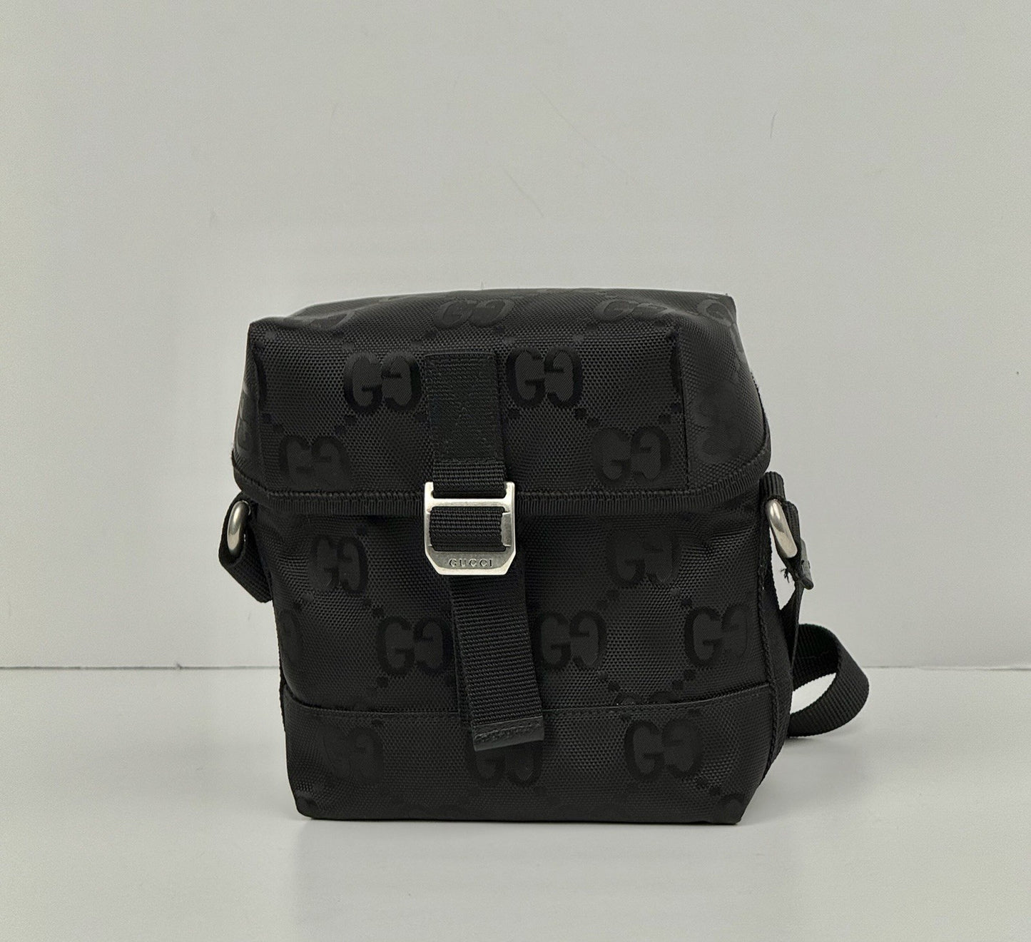 Gucci Econyl Nylon Monogram Off The Grid Messenger Bag Black