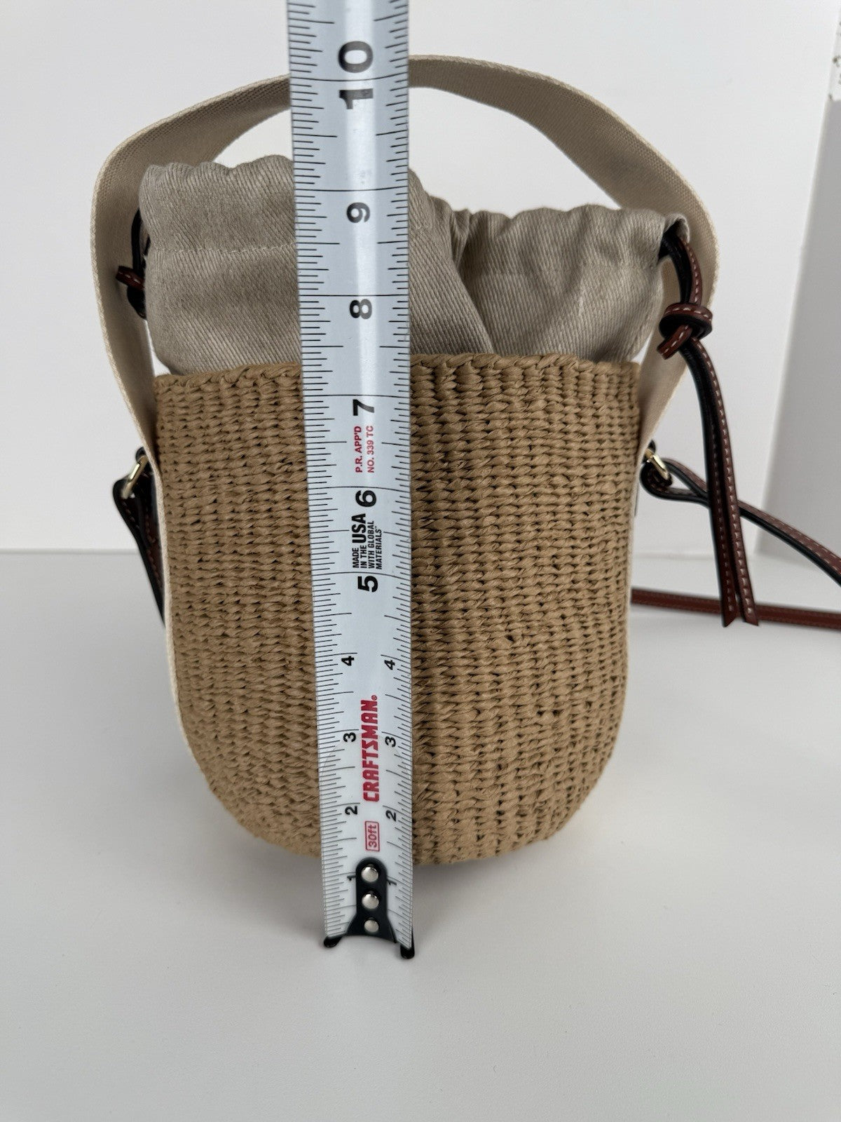 CHLOE Woody Small Raffia Basket Shoulder And Hand Bag 2 Way Canvas Leather