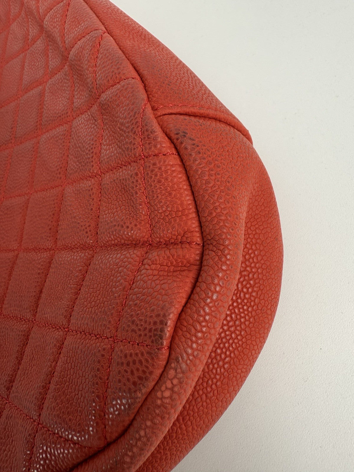 Chanel Caviar Leather Shoulder Bag Country Chic Red Leather