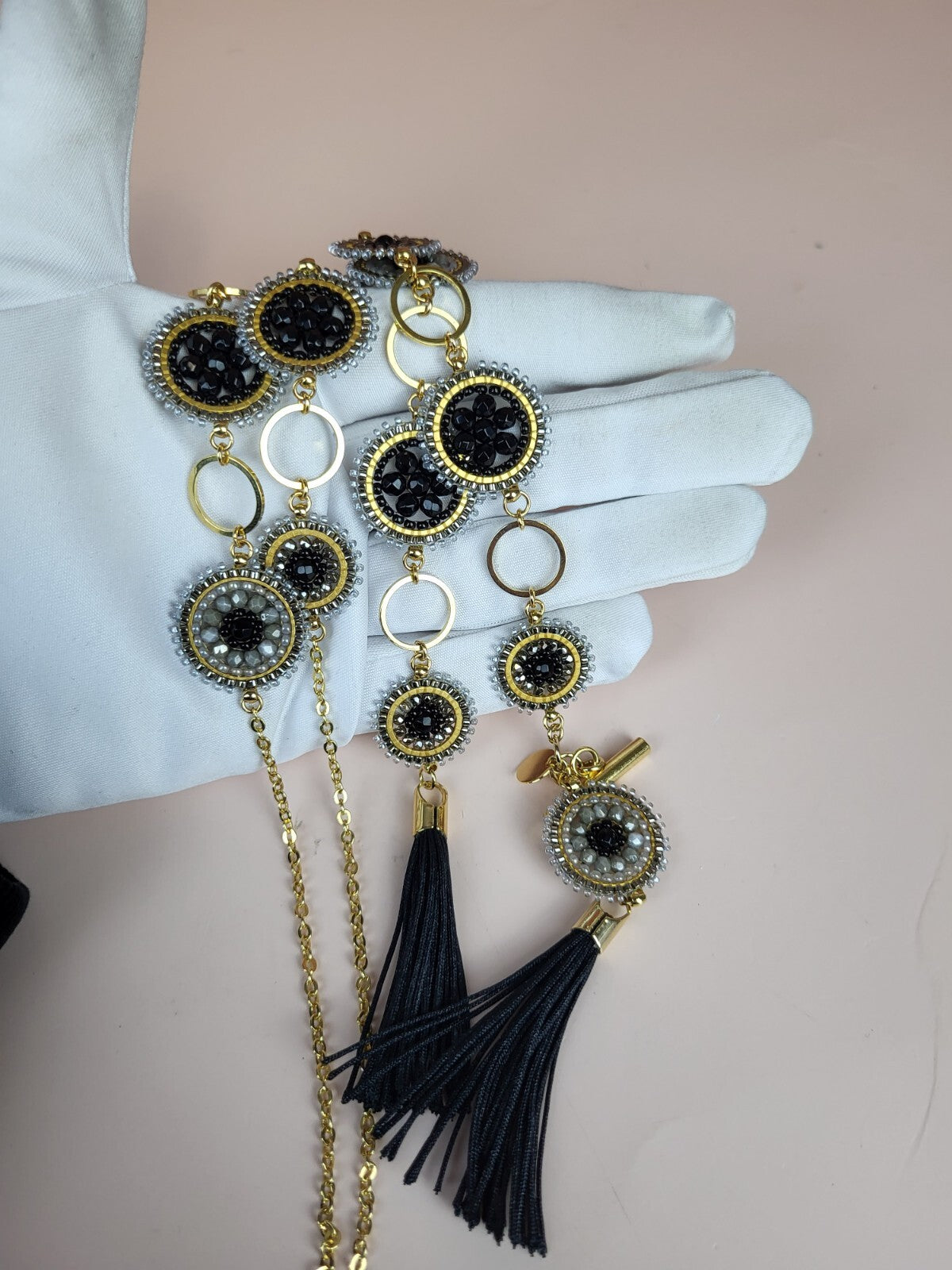 Waist Chain Belt Gold Black For Women 40in