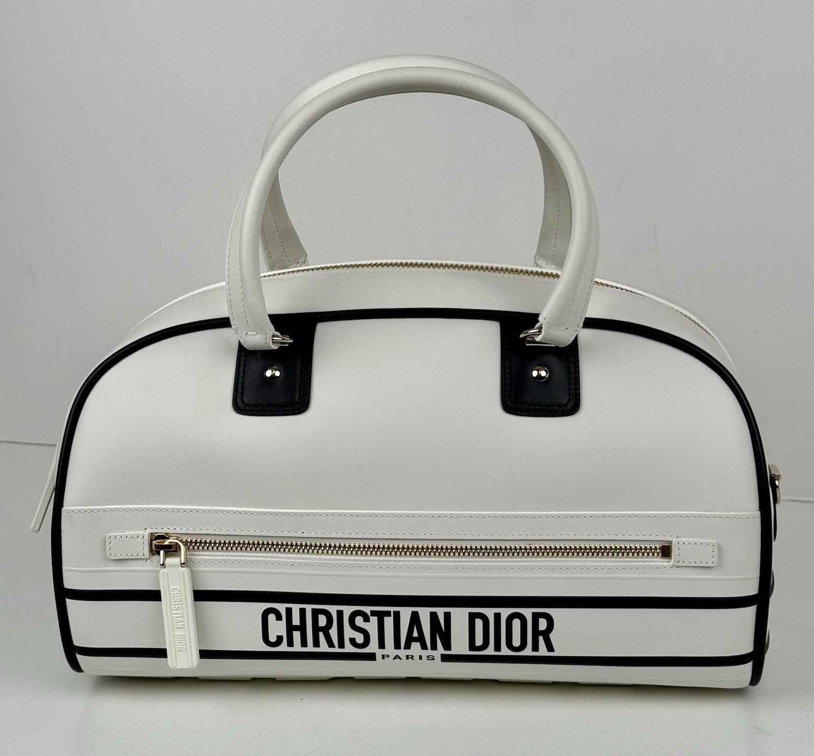DIOR VIBE ZIP BOWLING Bag White Leather