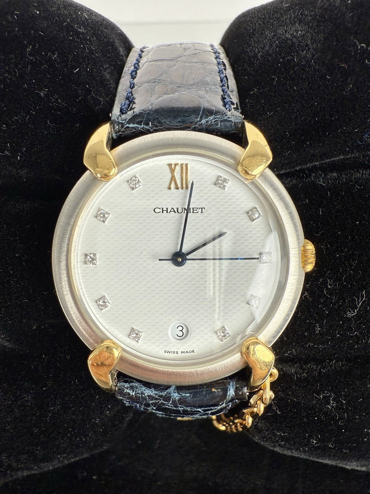 CHAUMET Paris 18k Gold Diamonds Stainless Steel Griffith 32mm Quartz Watch 9 In