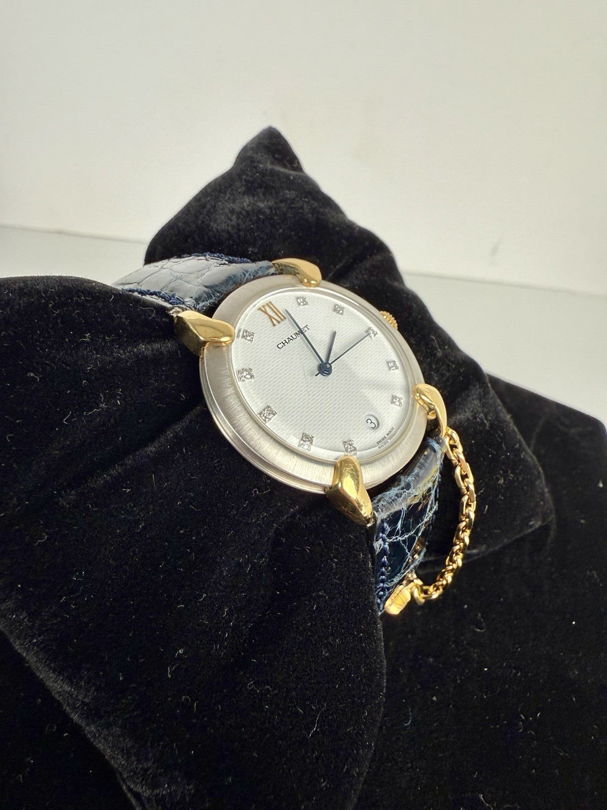 CHAUMET Paris 18k Gold Diamonds Stainless Steel Griffith 32mm Quartz Watch 9 In