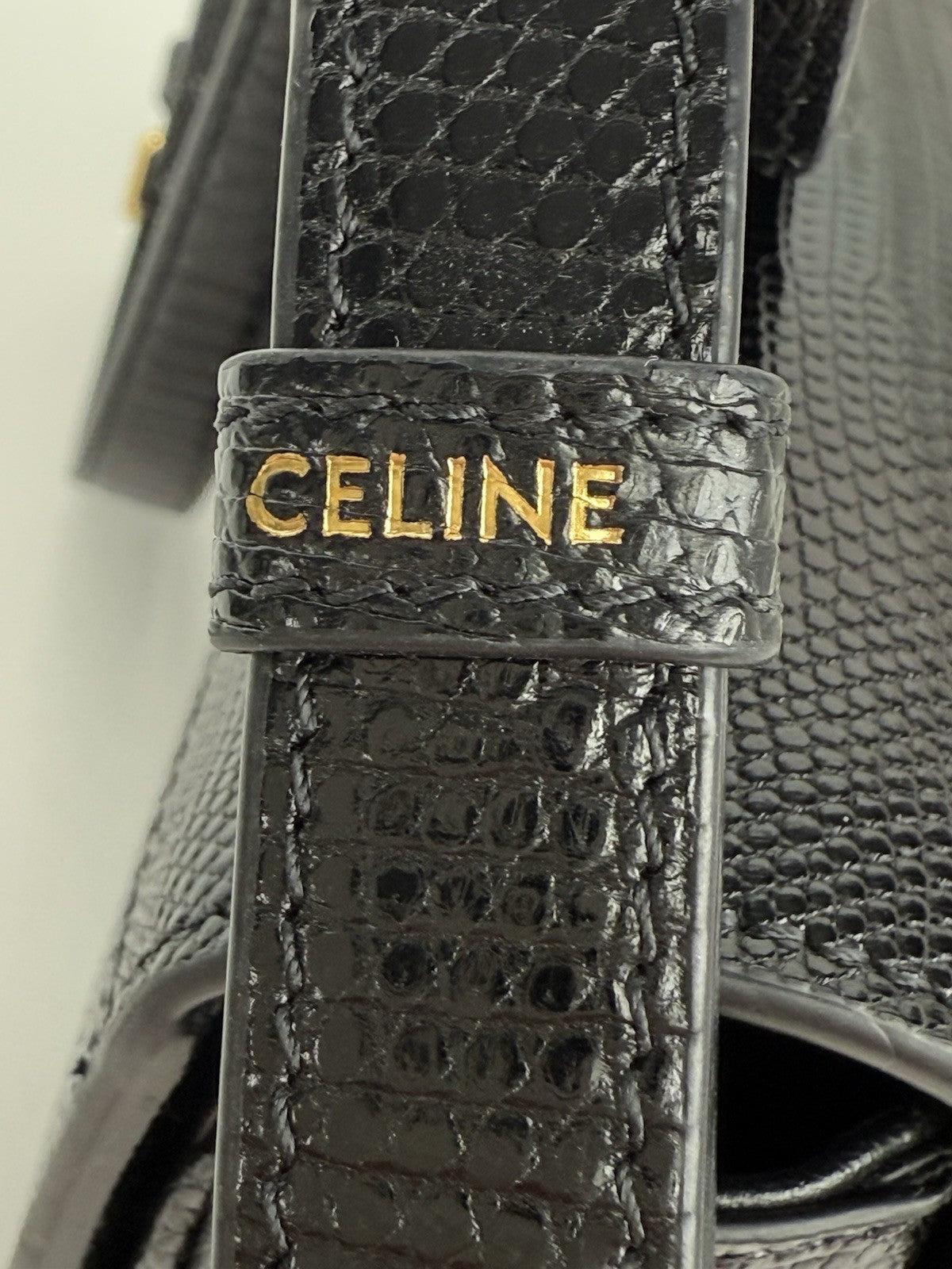 CELINE Teen Triomphe Lizard Black Women's Shoulder Bag