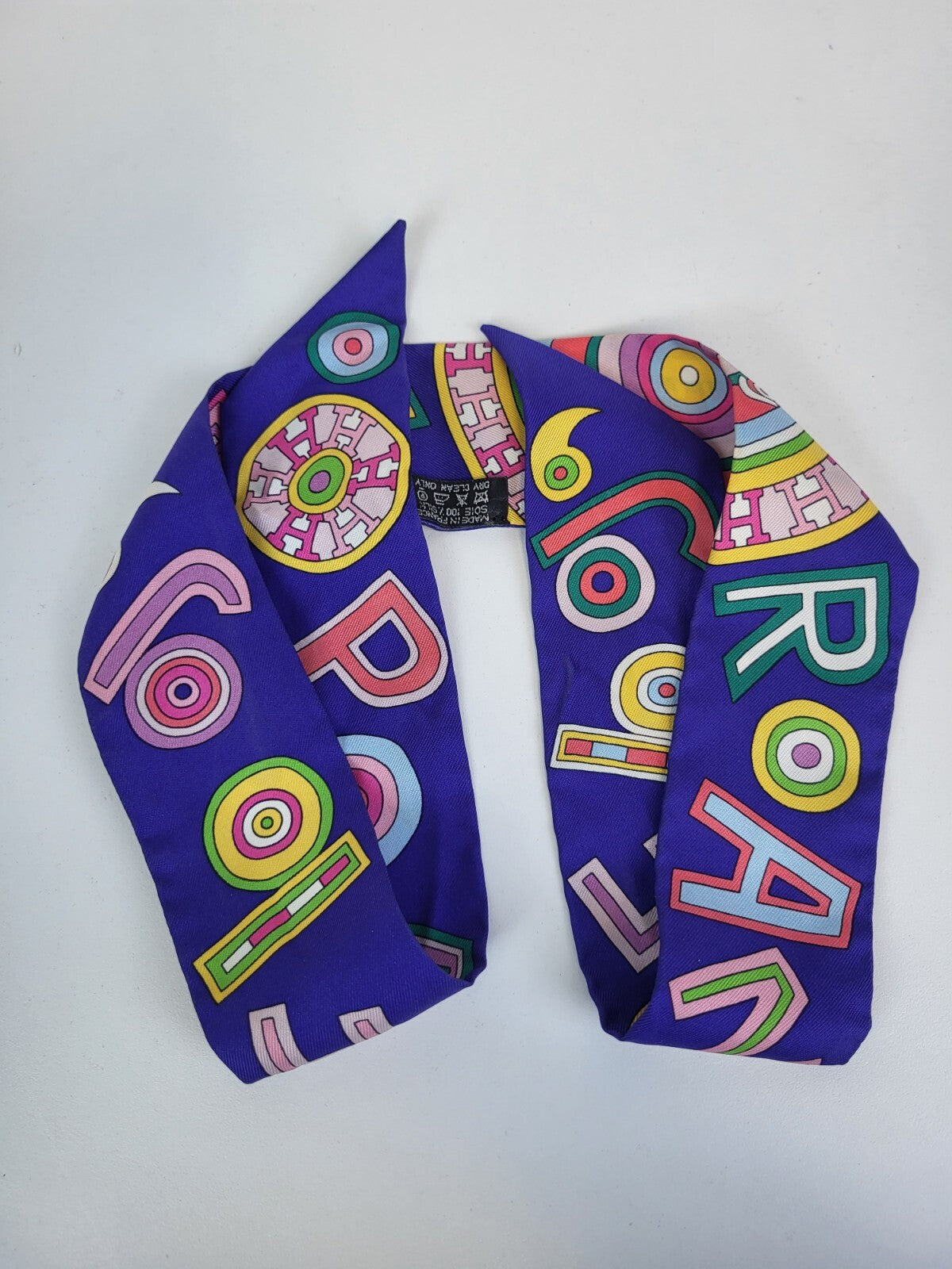 HERMES Twilly Scarf "Belles du Mexique" Silk Blue W/ Box