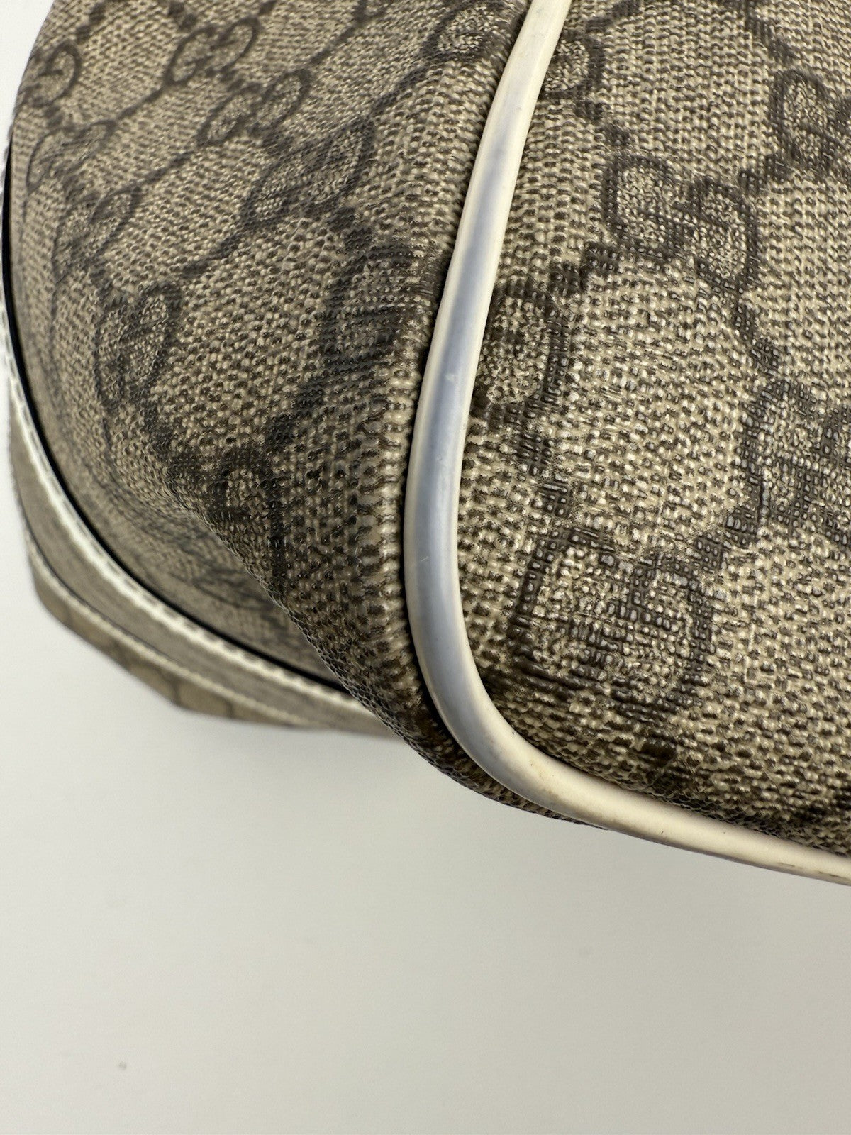 Gucci Joy Beige Strap Boston Bag Medium Brown Canvas