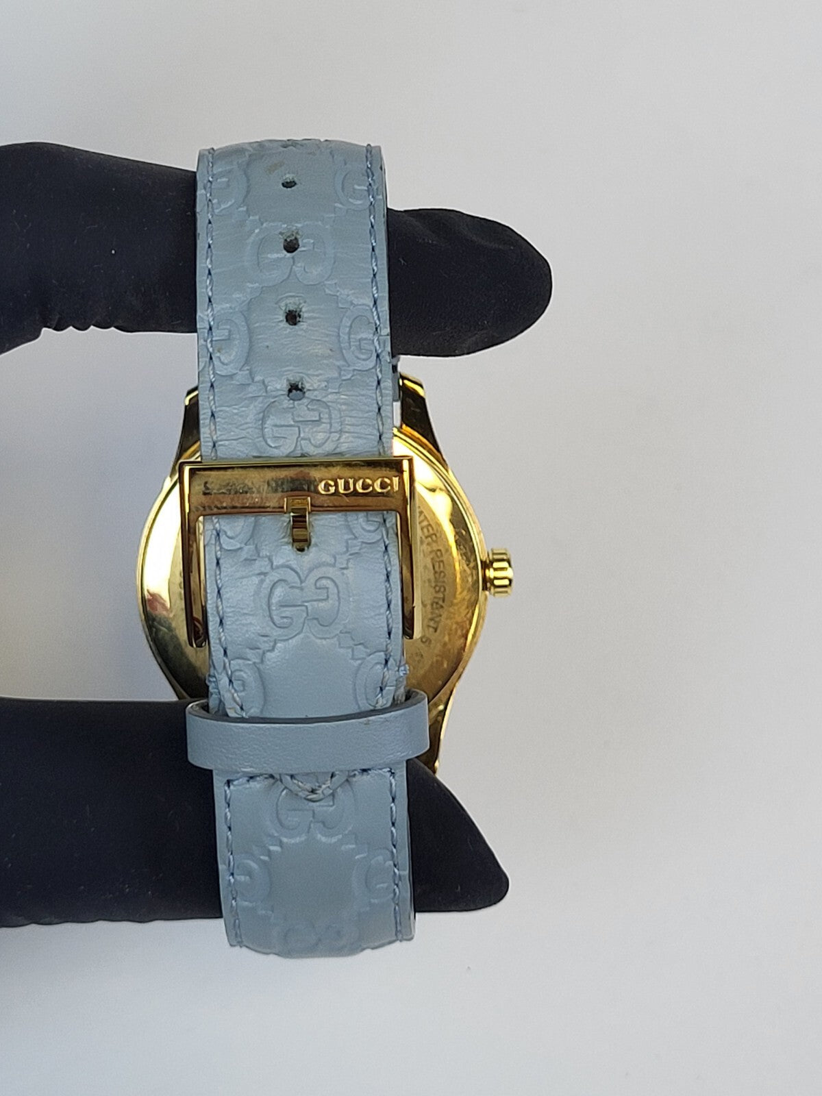 Gucci G-timeless Quartz Pastel Blue Leather Dial Ladies Watch