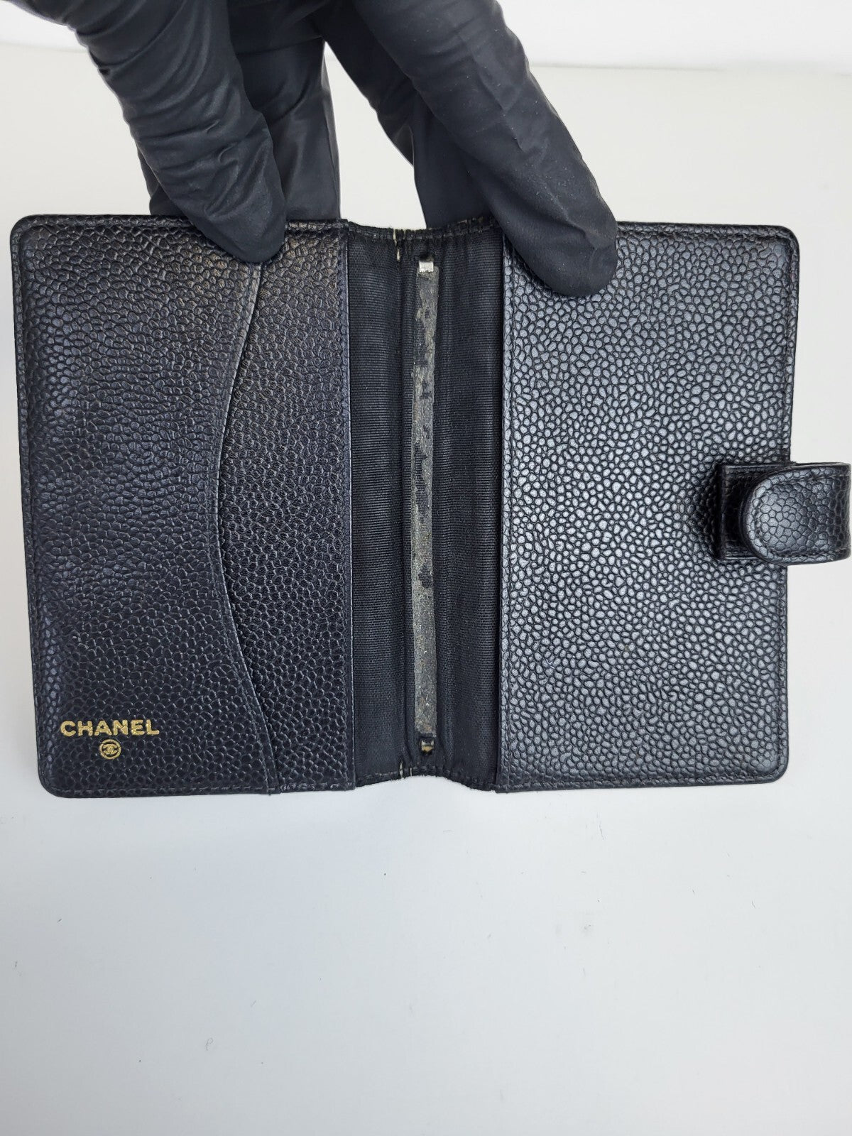 Chanel pocket book Cover Black Caviar Leather Notebook Cover