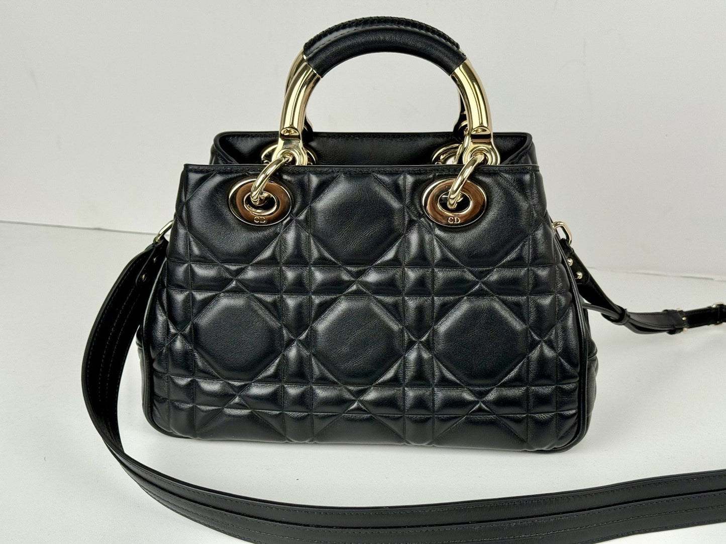 CHRISTIAN DIOR Bag Calfskin Cannage The Lady Black Leather Shoulder Bag