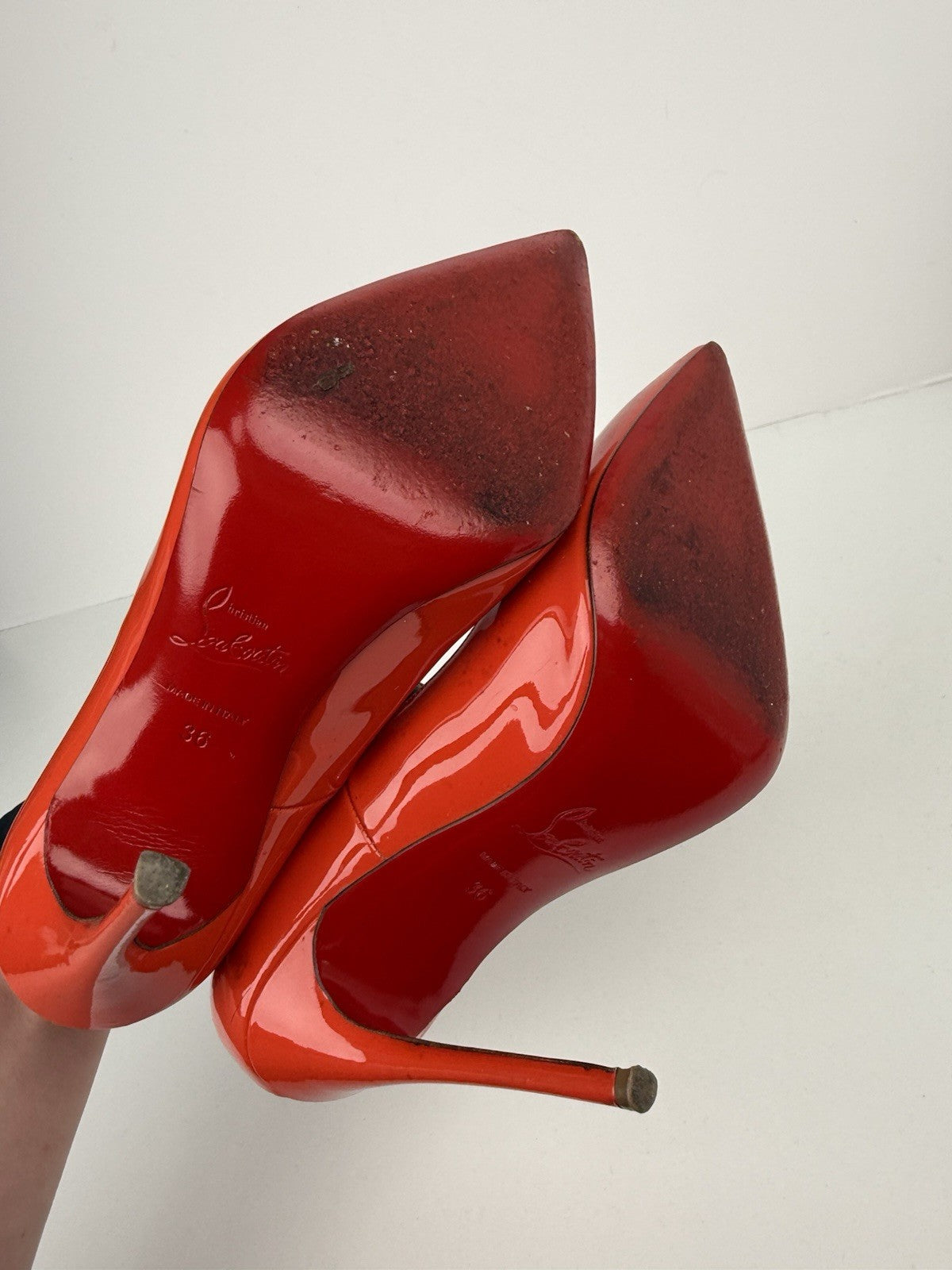 Christian Louboutin Pattern Leather Pumps Orange Size 36 / 6