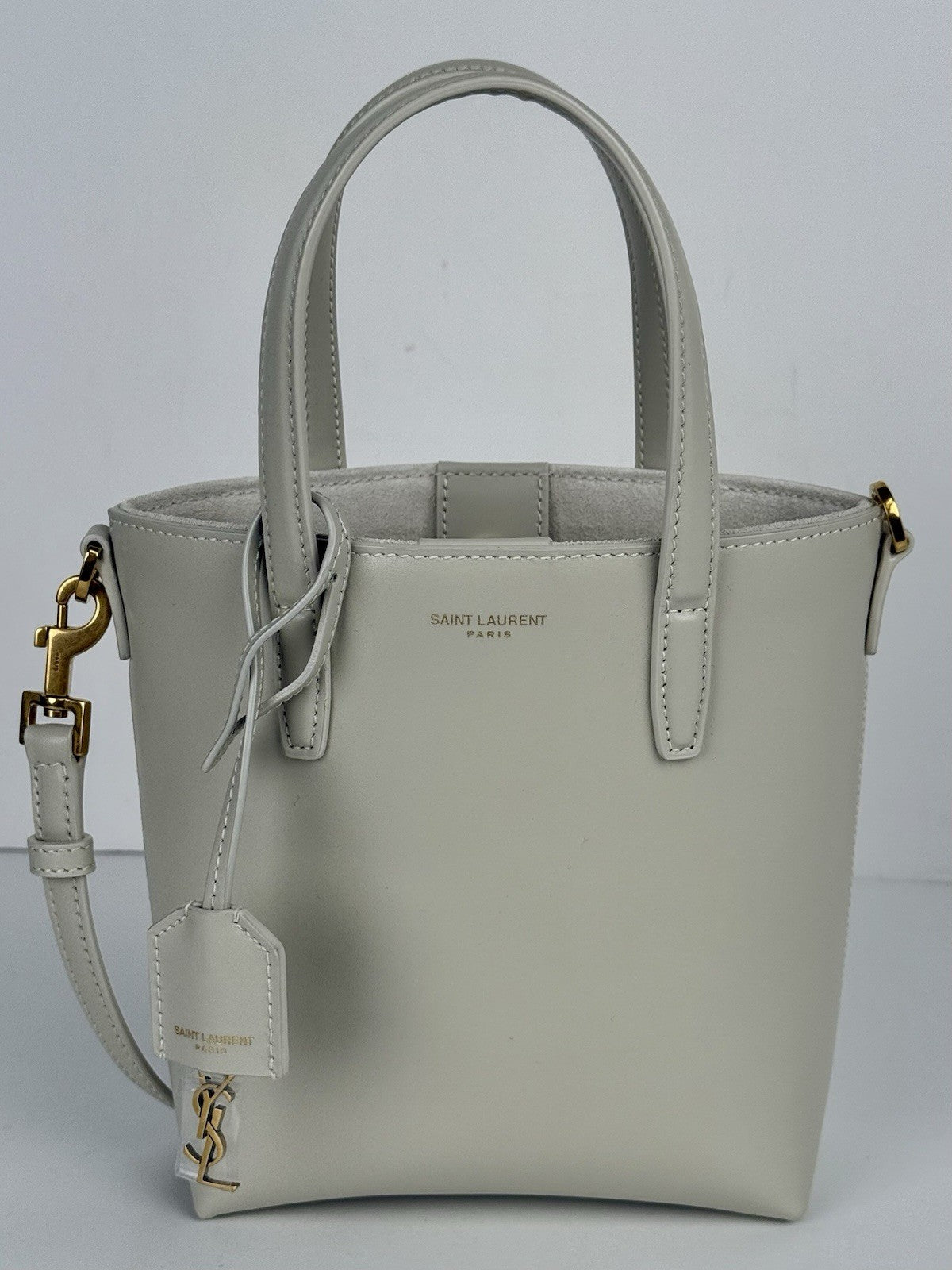 Saint Laurent Shopper Mini Tote Soft Cream Leather