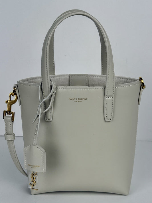 Saint Laurent Shopper Mini Tote Soft Cream Leather