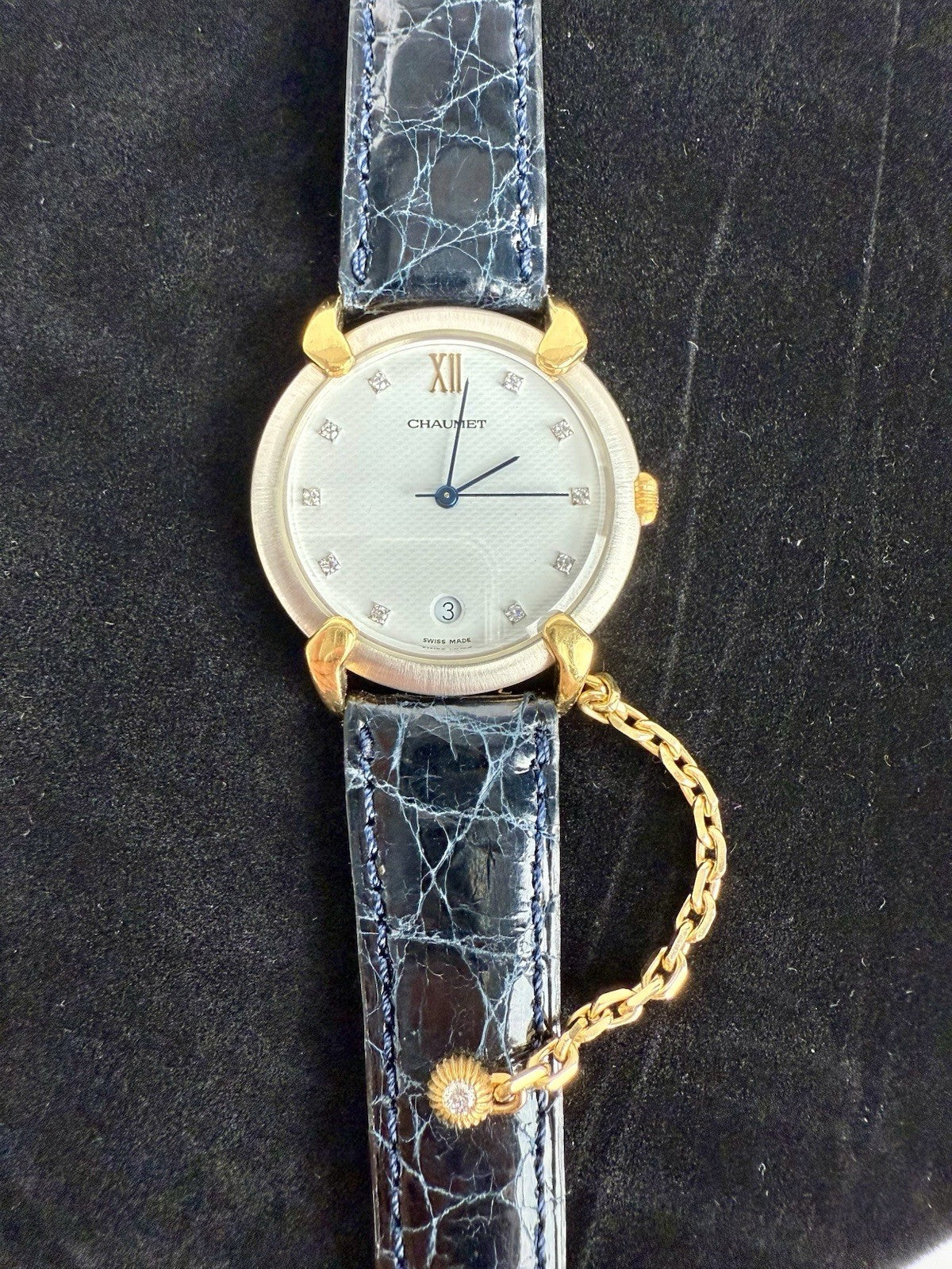 CHAUMET Paris 18k Gold Diamonds Stainless Steel Griffith 32mm Quartz Watch 9 In