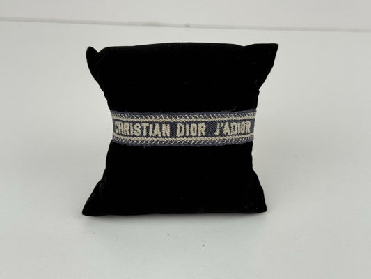 Christian Dior Woven Cotton J'Adior Friendship Bracelet Navy Blue Logo Tassel