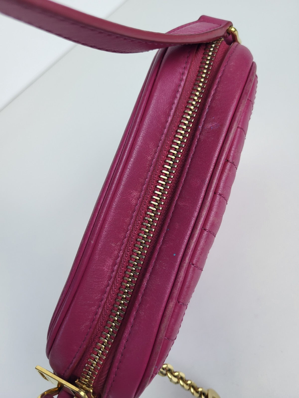 Celine Bag Pink Quilted Calfskin Leather C Charm Small Camera Bag