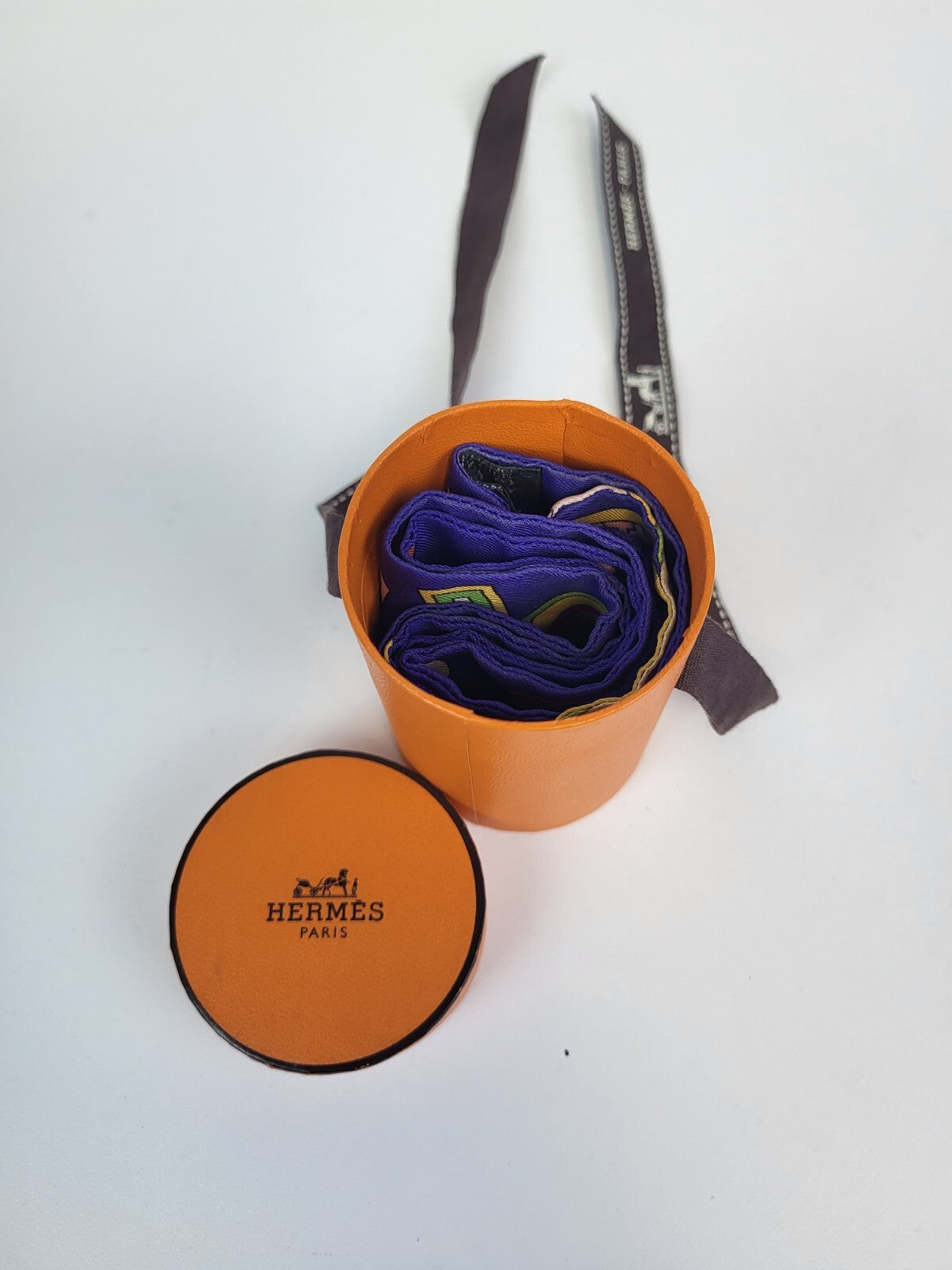 HERMES Twilly Scarf "Belles du Mexique" Silk Blue W/ Box